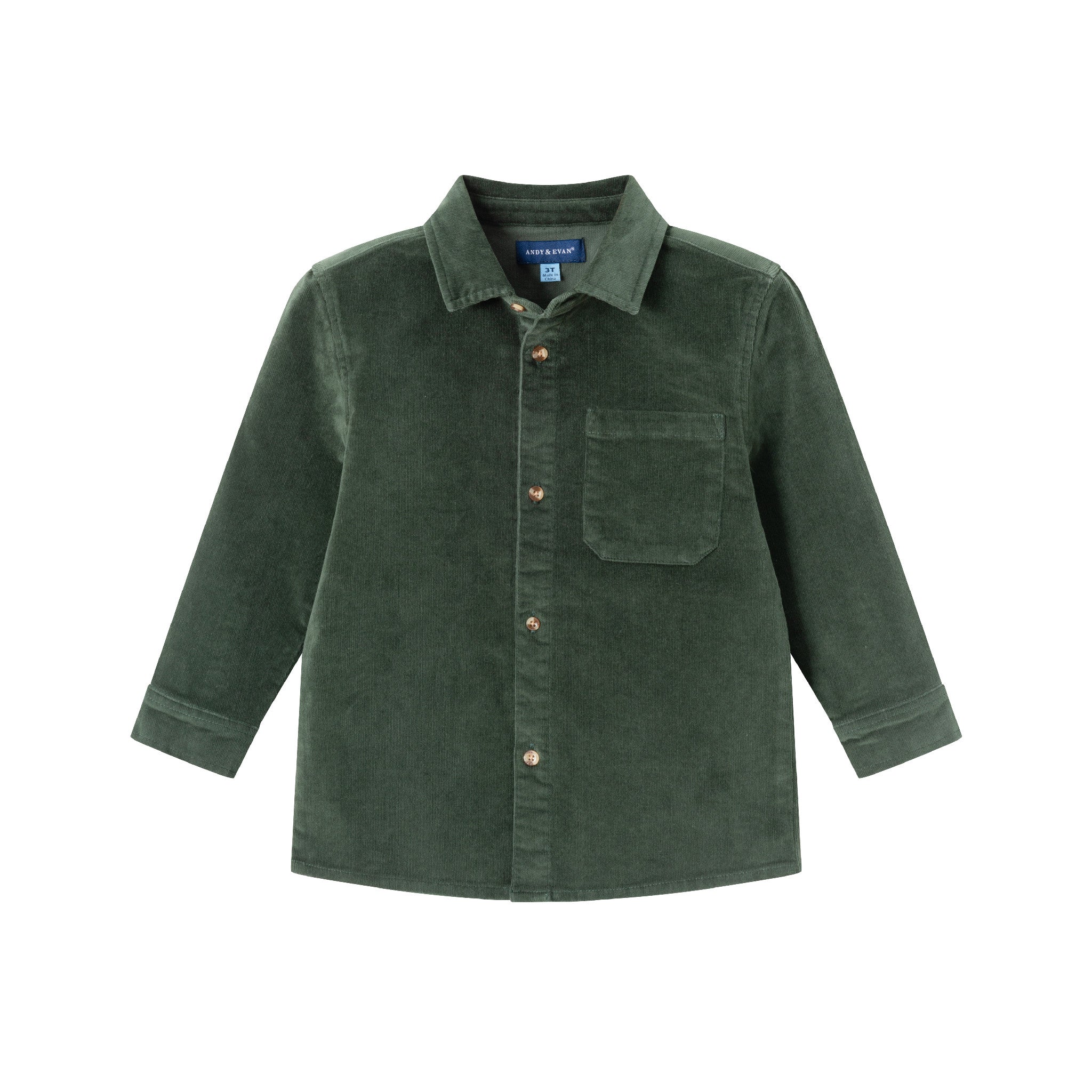 Kids Garment Washed Cord Buttondown | Green