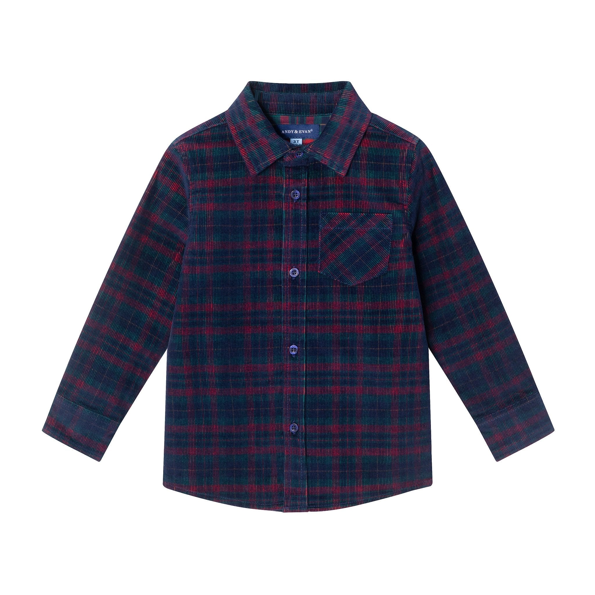 Kids Cord Buttondown | Red Plaid