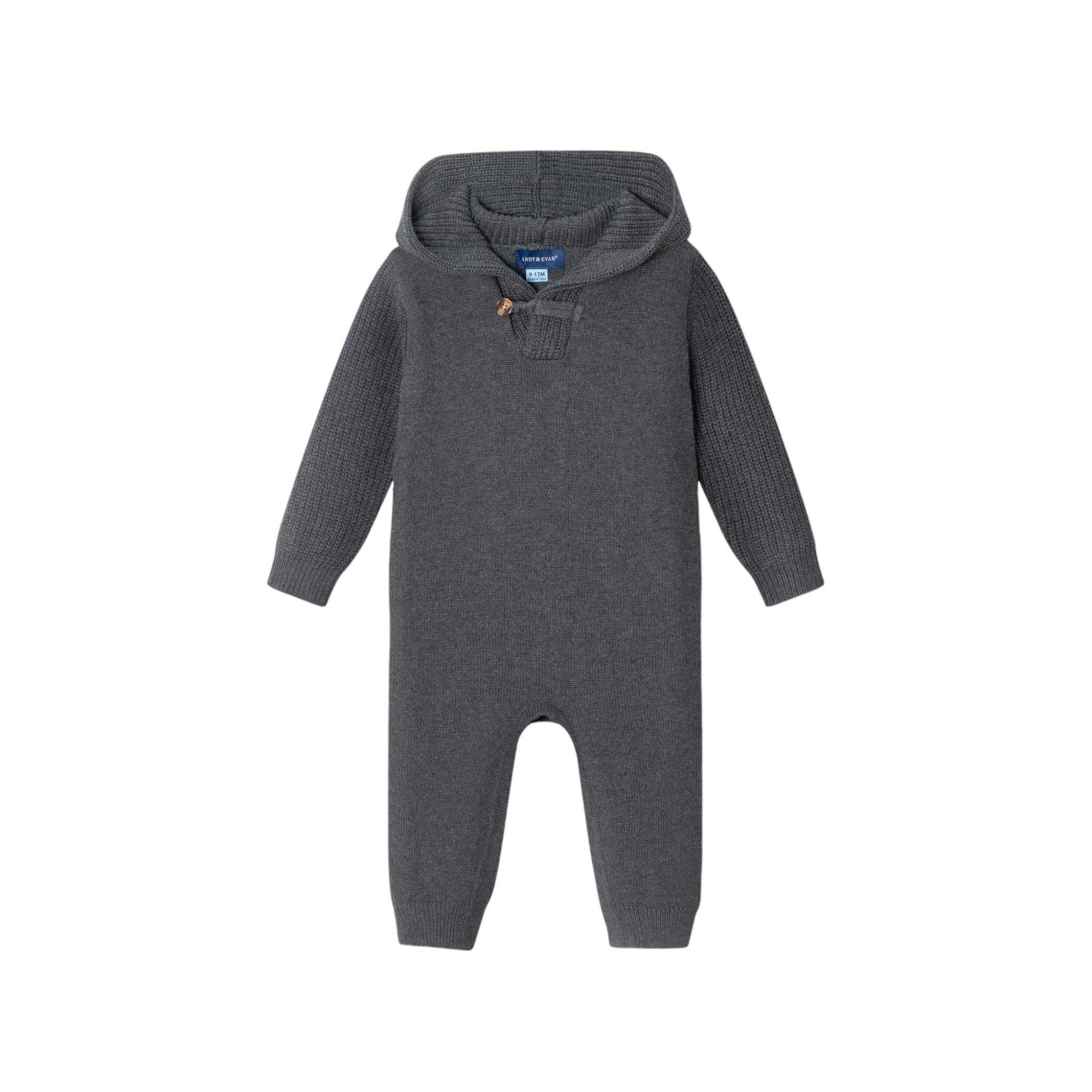 Infant Hooded Toggle Sweater Romper | Charcoal