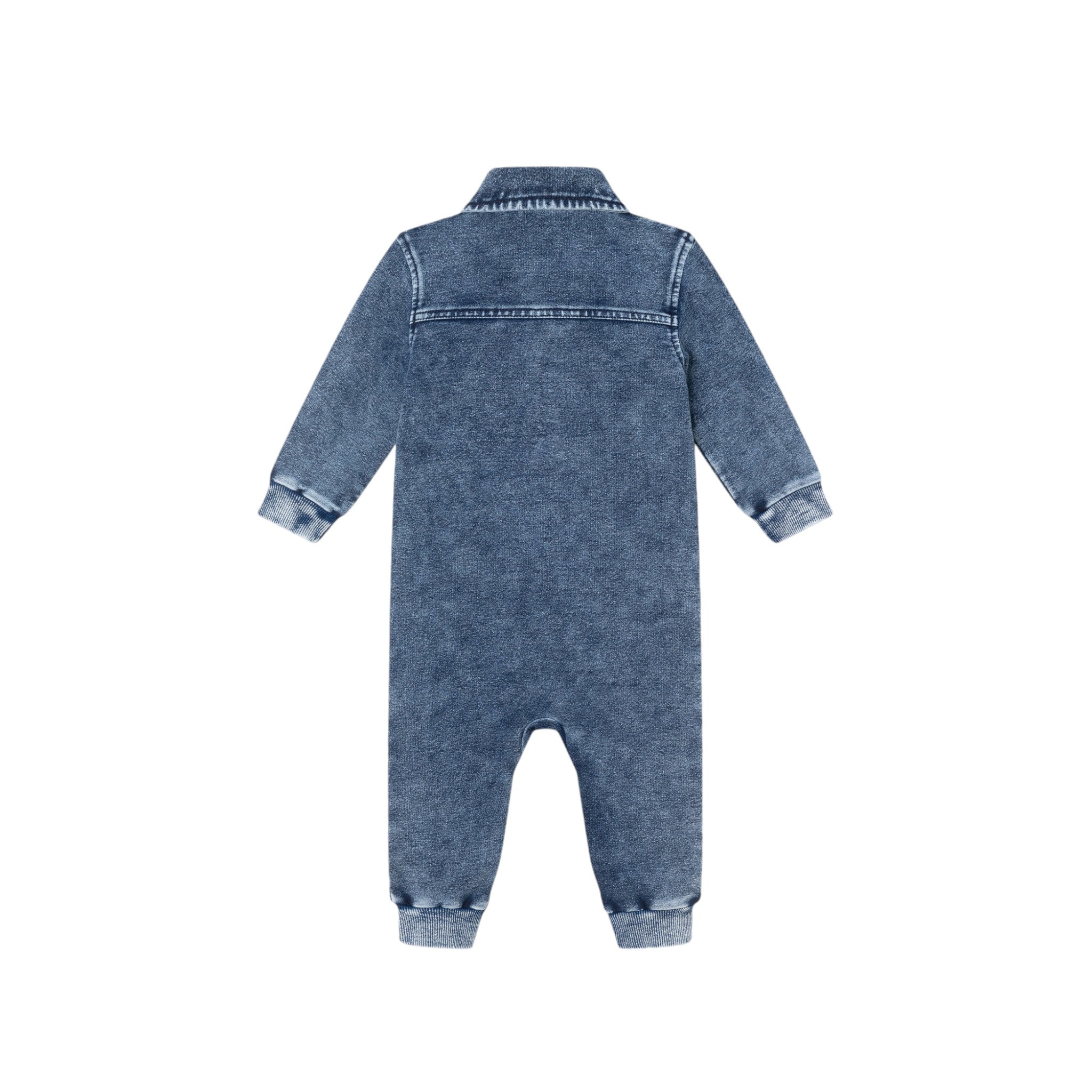 Infant Knit Shirt Romper | Blue Denim