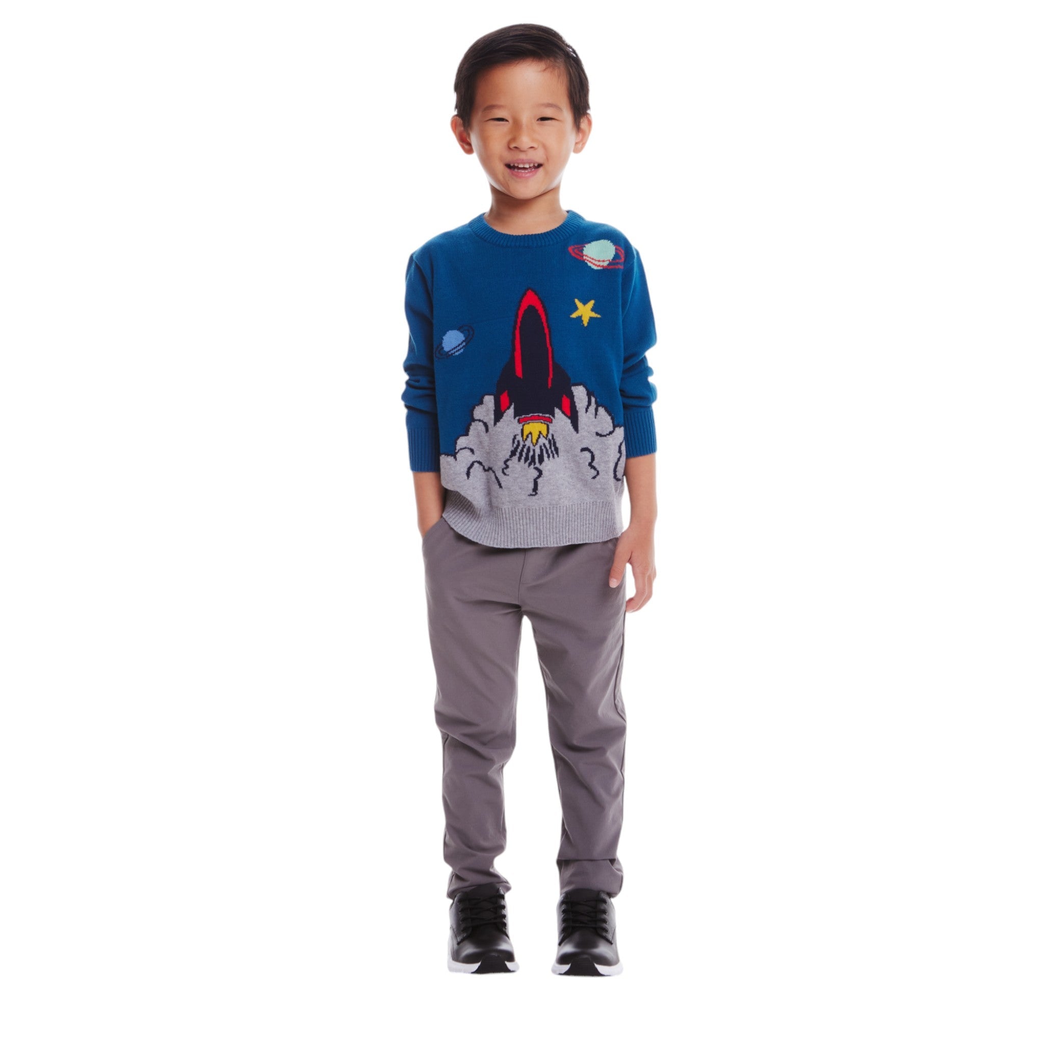 Kids Teal Spaceship Sweater