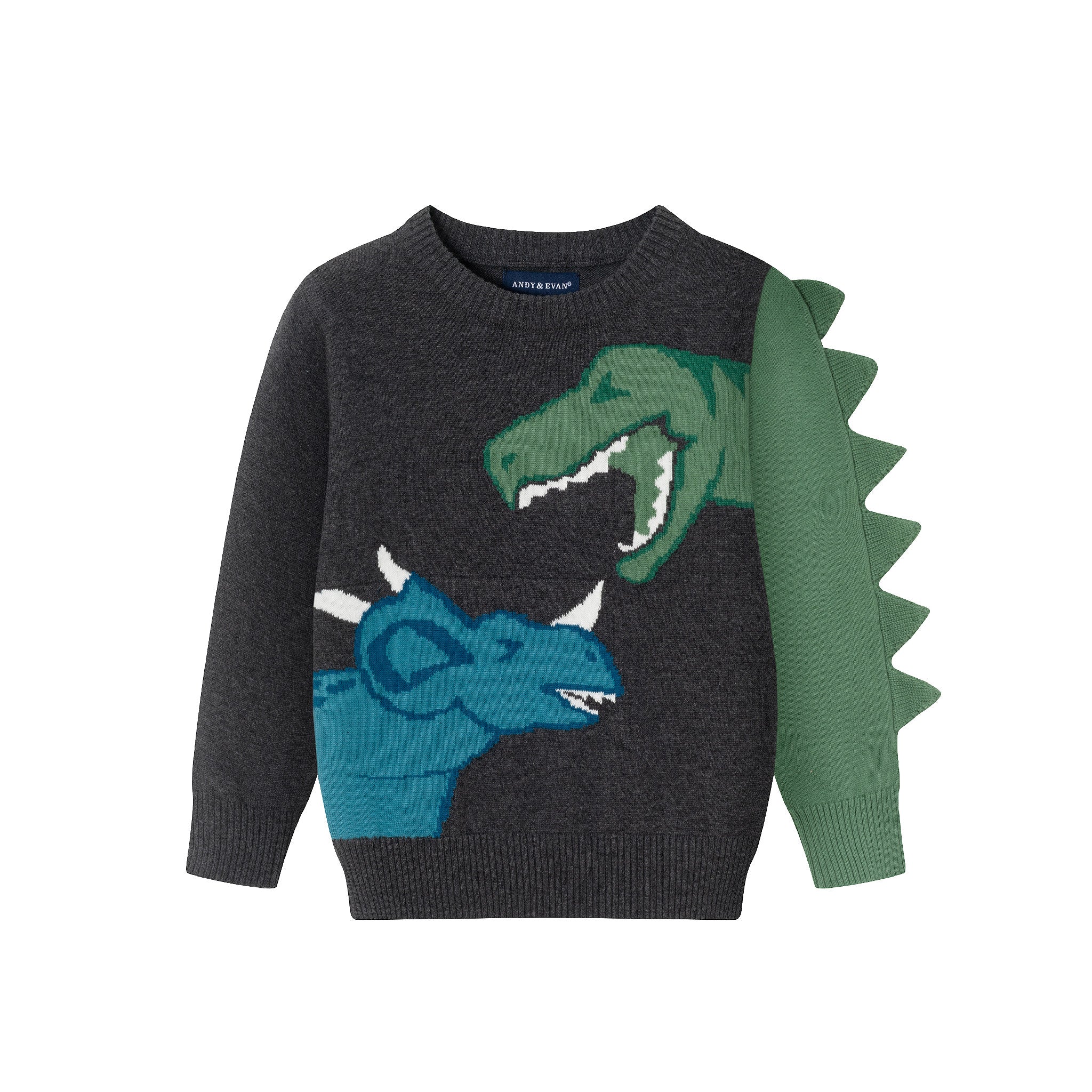 Kids Graphic Sweater | Charcoal Dinosaur