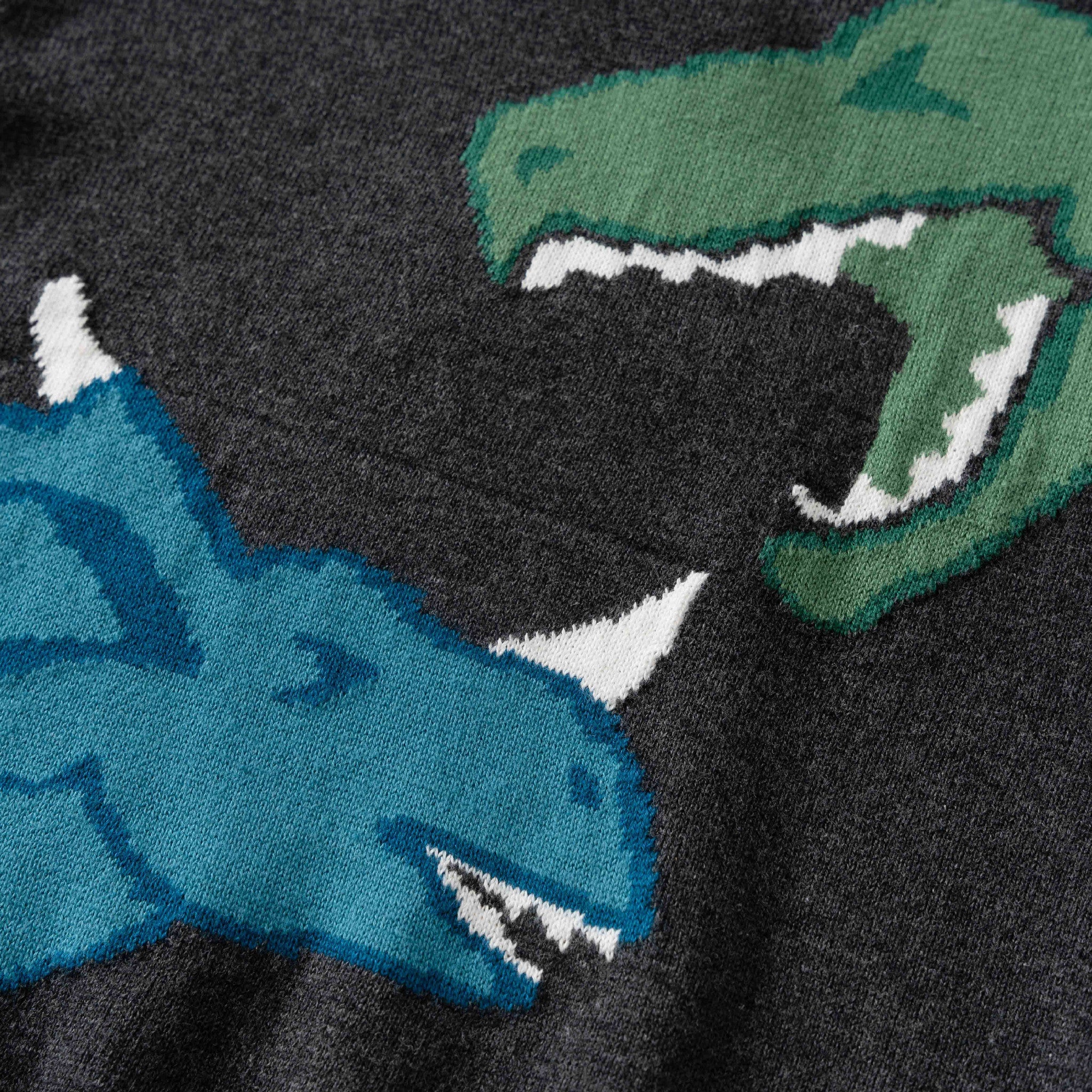 Kids Graphic Sweater | Charcoal Dinosaur