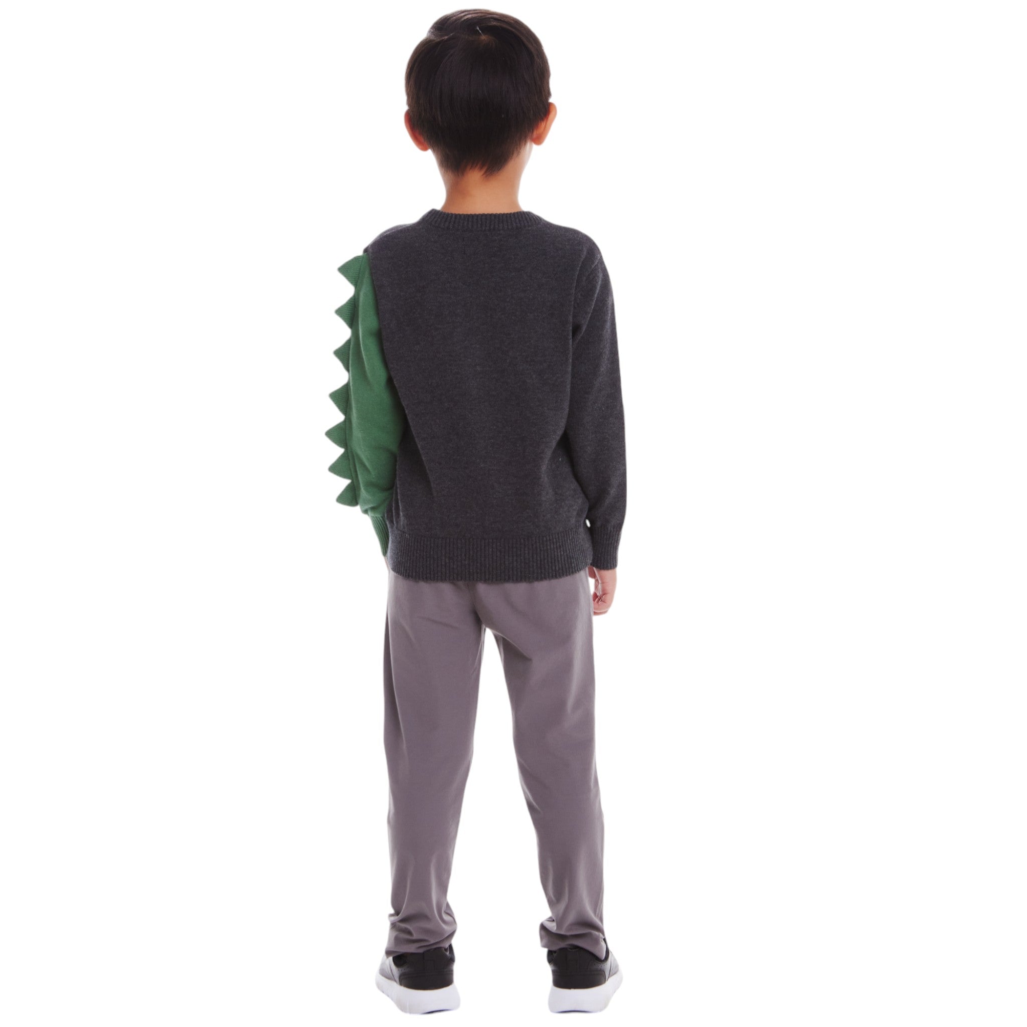 Kids Graphic Sweater | Charcoal Dinosaur