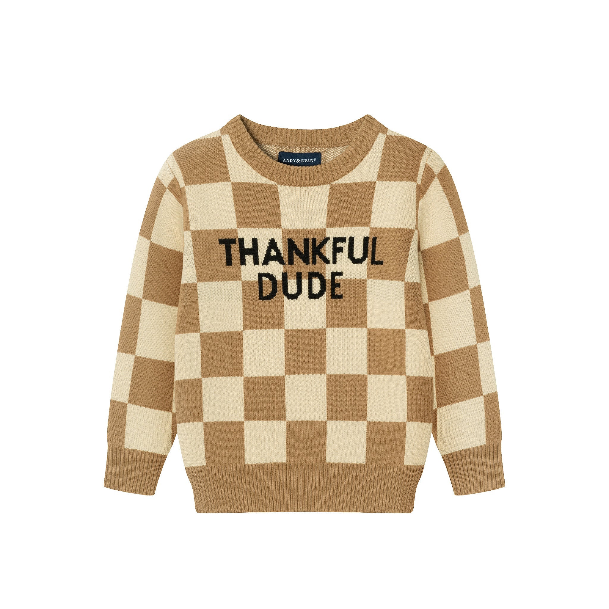 Kids Thankful Dude Sweater | Checkered