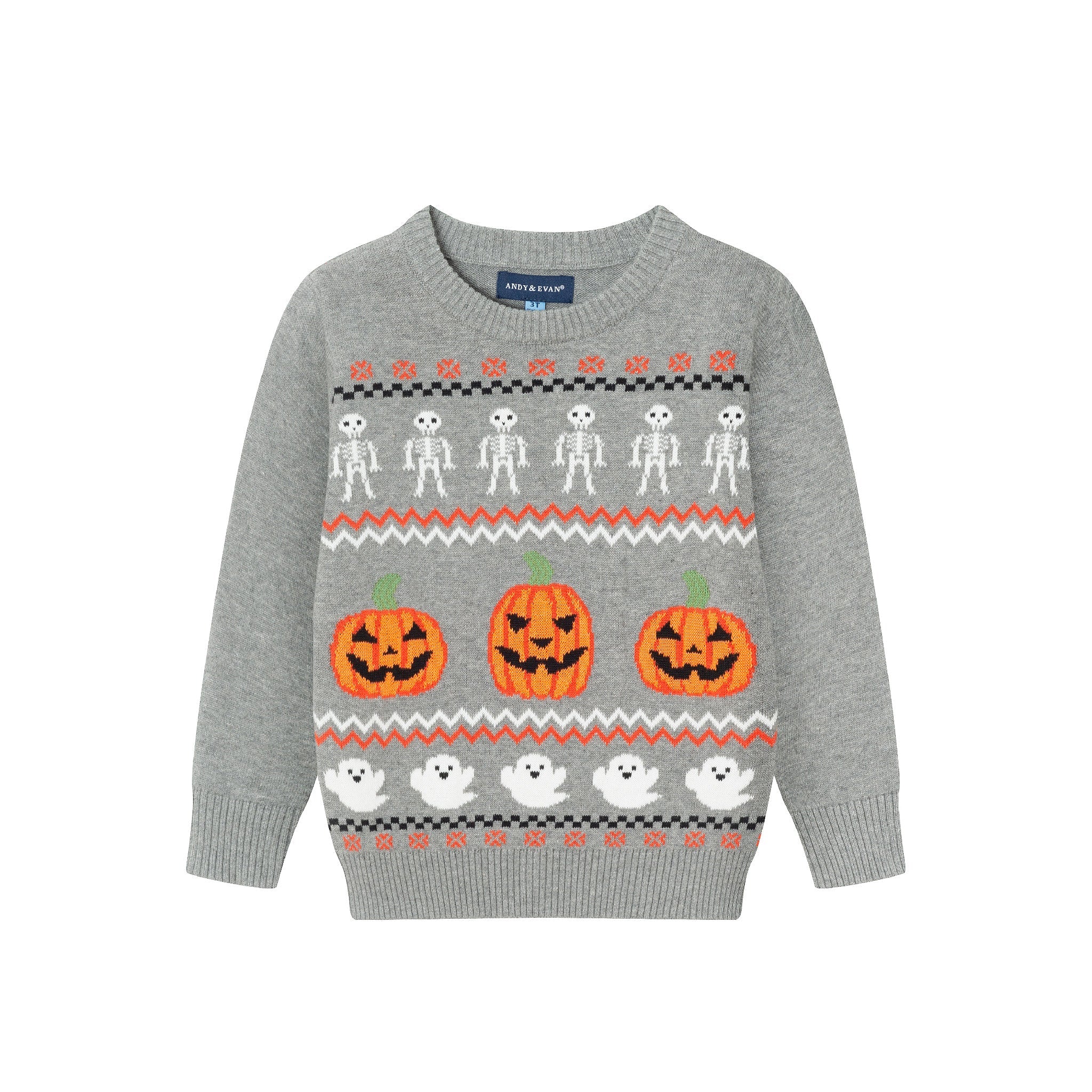 Kids Intarsia Halloween Sweater | Spooky Fair Isle