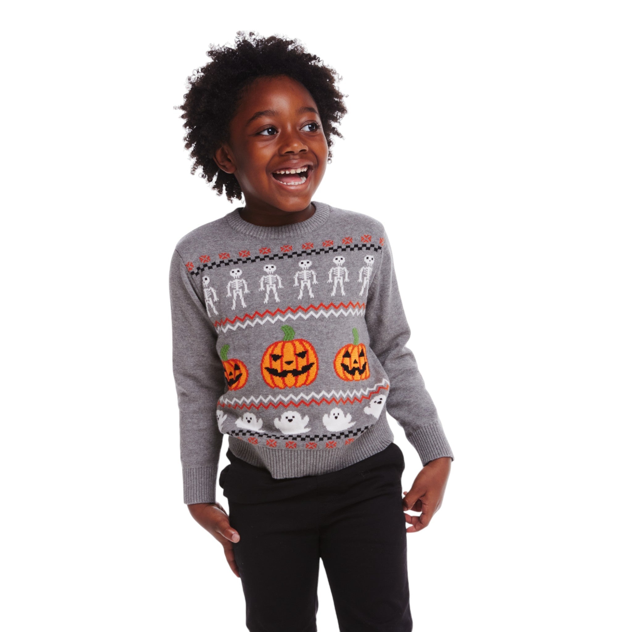 Kids Intarsia Halloween Sweater | Spooky Fair Isle