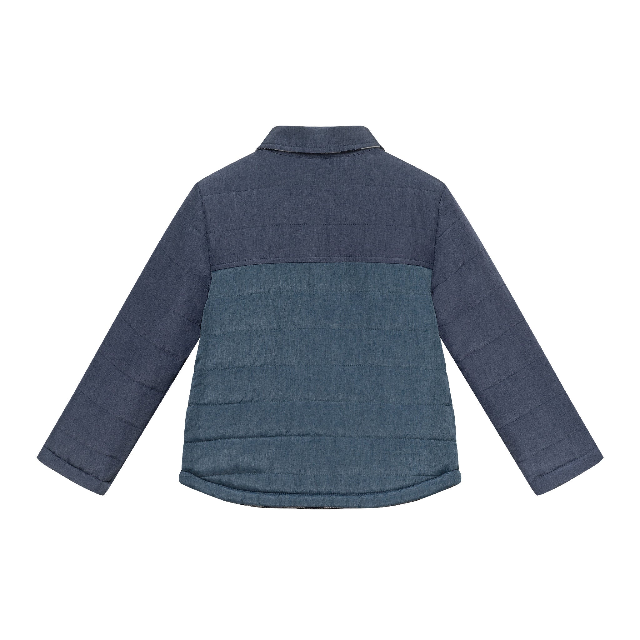 Kids Reversible Flannel Puffer Jacket | Navy & White