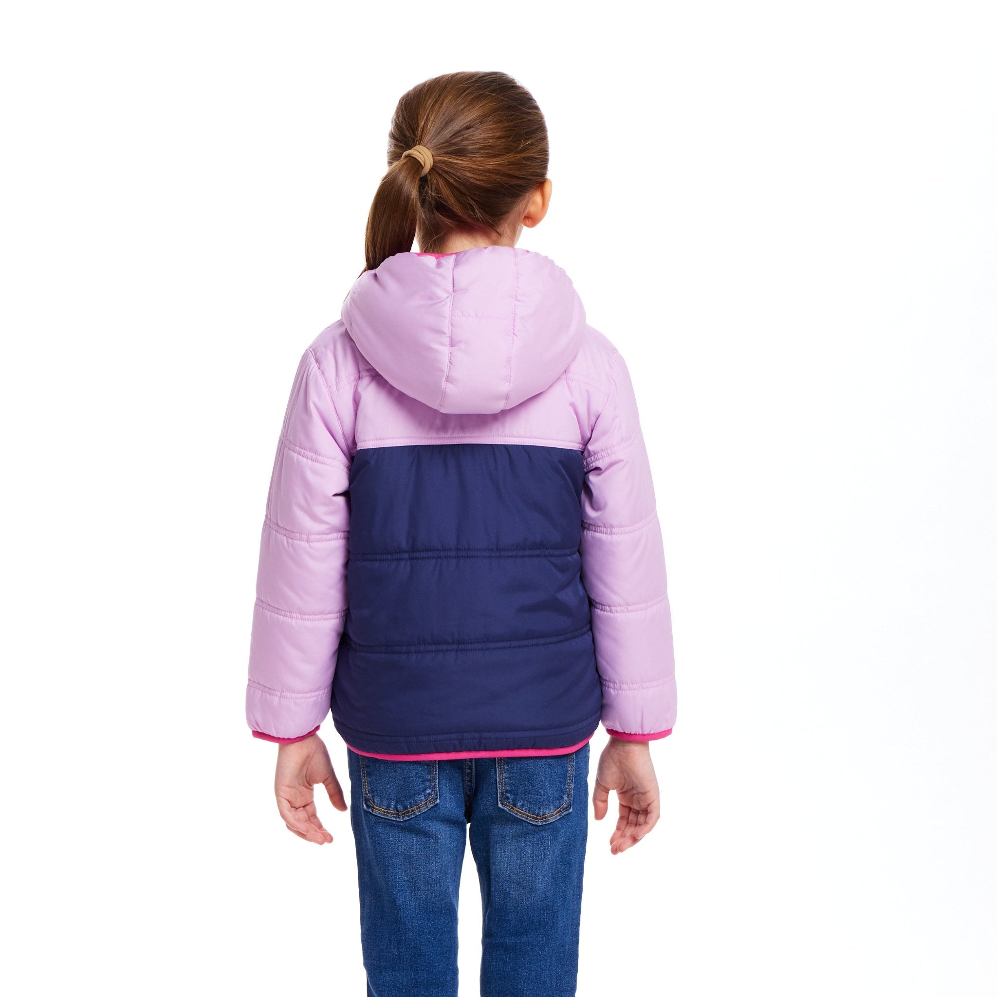 Kids Girls Colorblock Sherpa Jacket | Pink & Purple