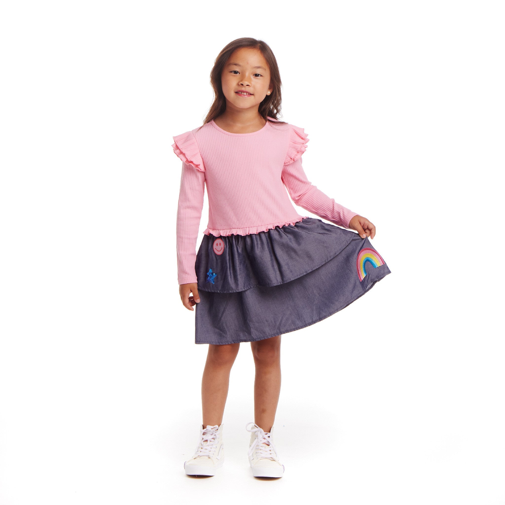 Kids Smiles & Sunshine Dress | Chambray Skirt