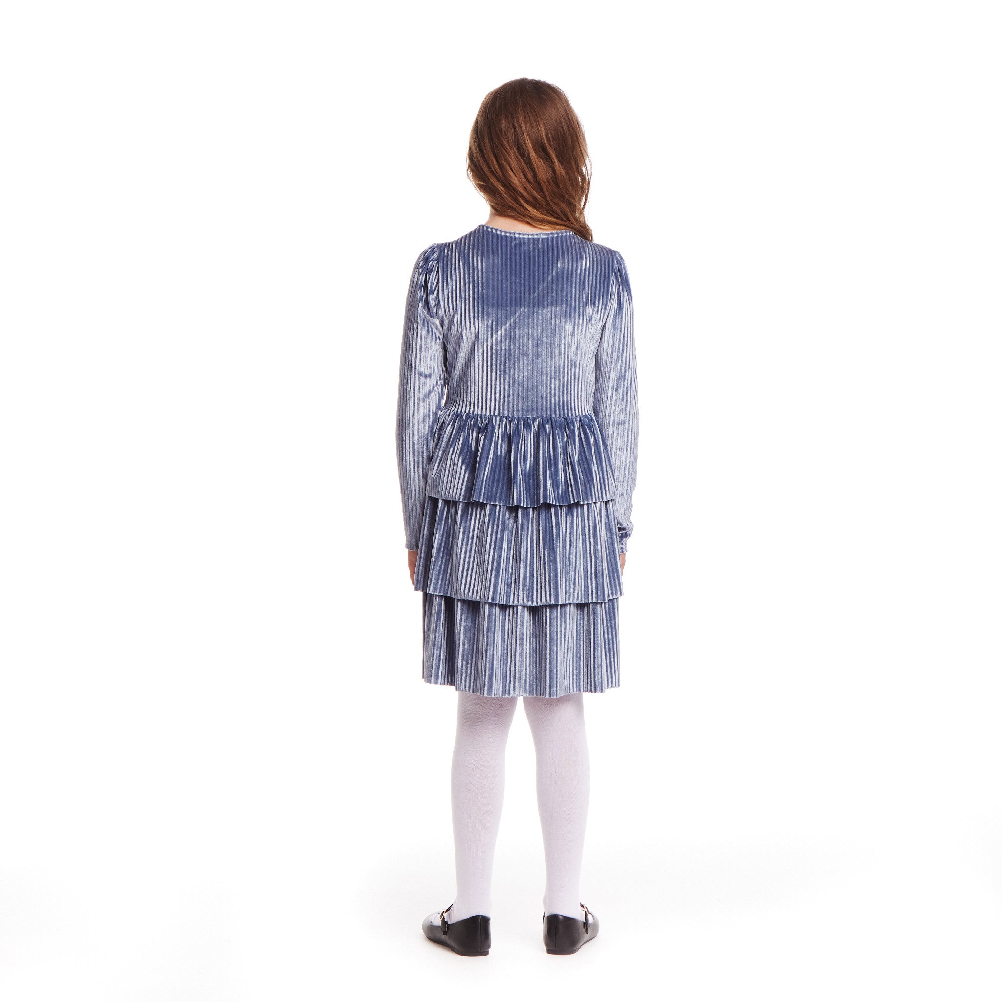 Kids (7-16) Lurex Tiered Dress | Periwinkle Velvet