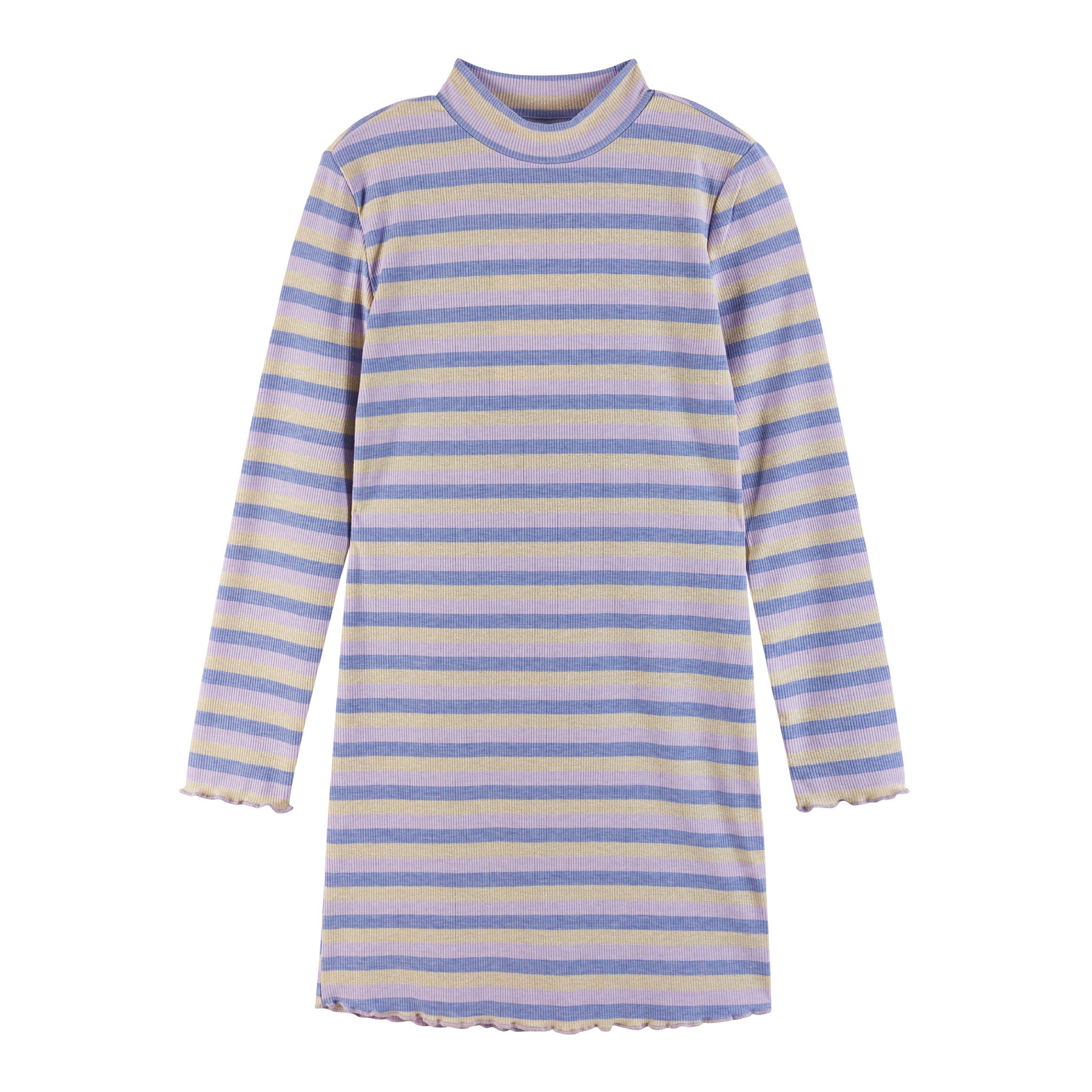 Kids (7-16) Knit Striped Mock Neck Dress | Mauve Purple