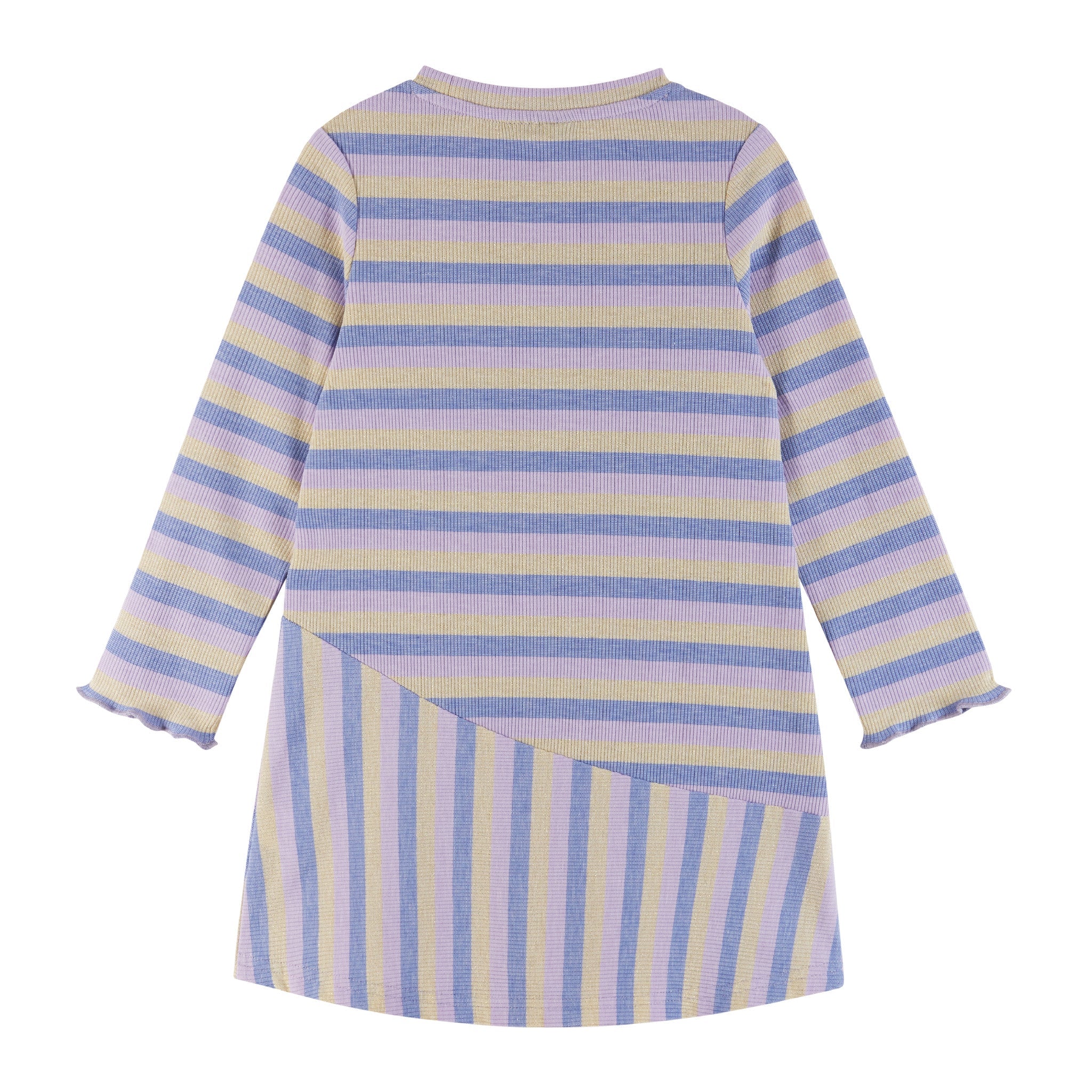 Kids Knit Asymmetrical Stripes Dress | Mauve Purple