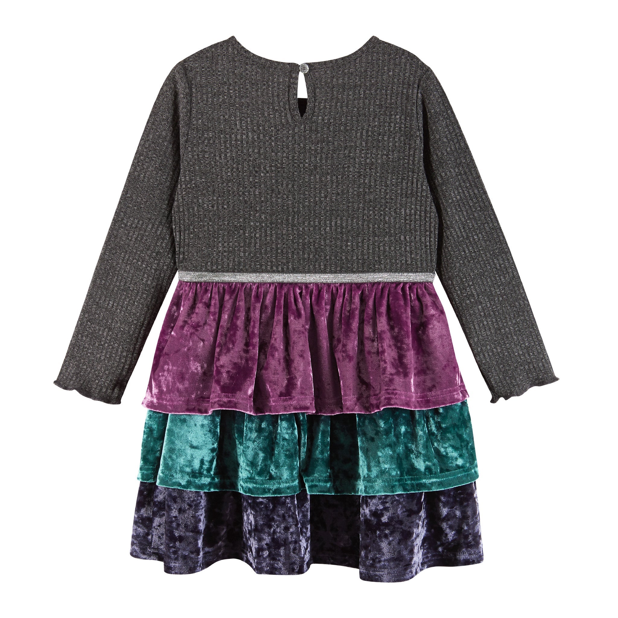 Kids Crushed Velvet Tiered Dress | Multicolor