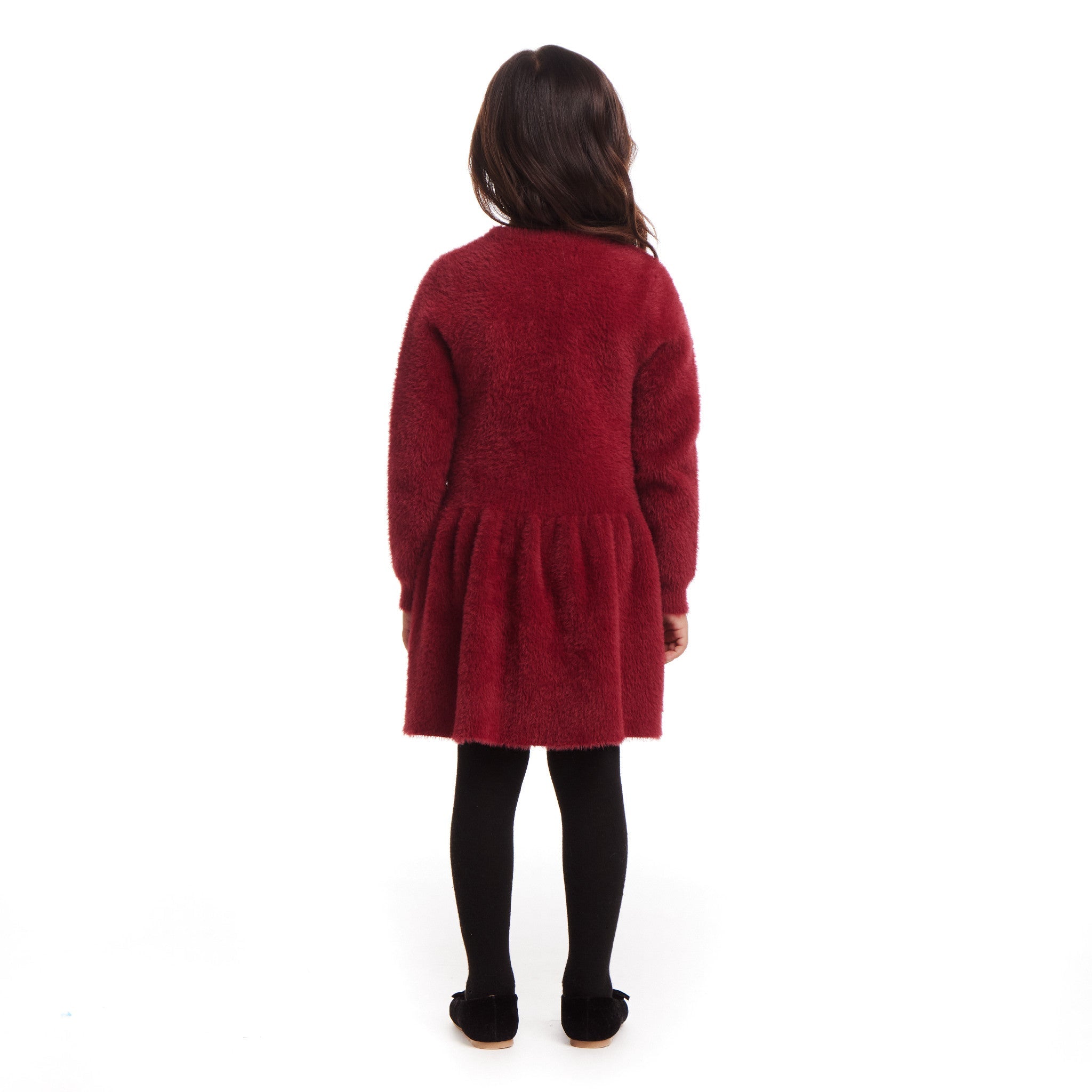 Kids Eyelash Sweater Dress | Red Bow