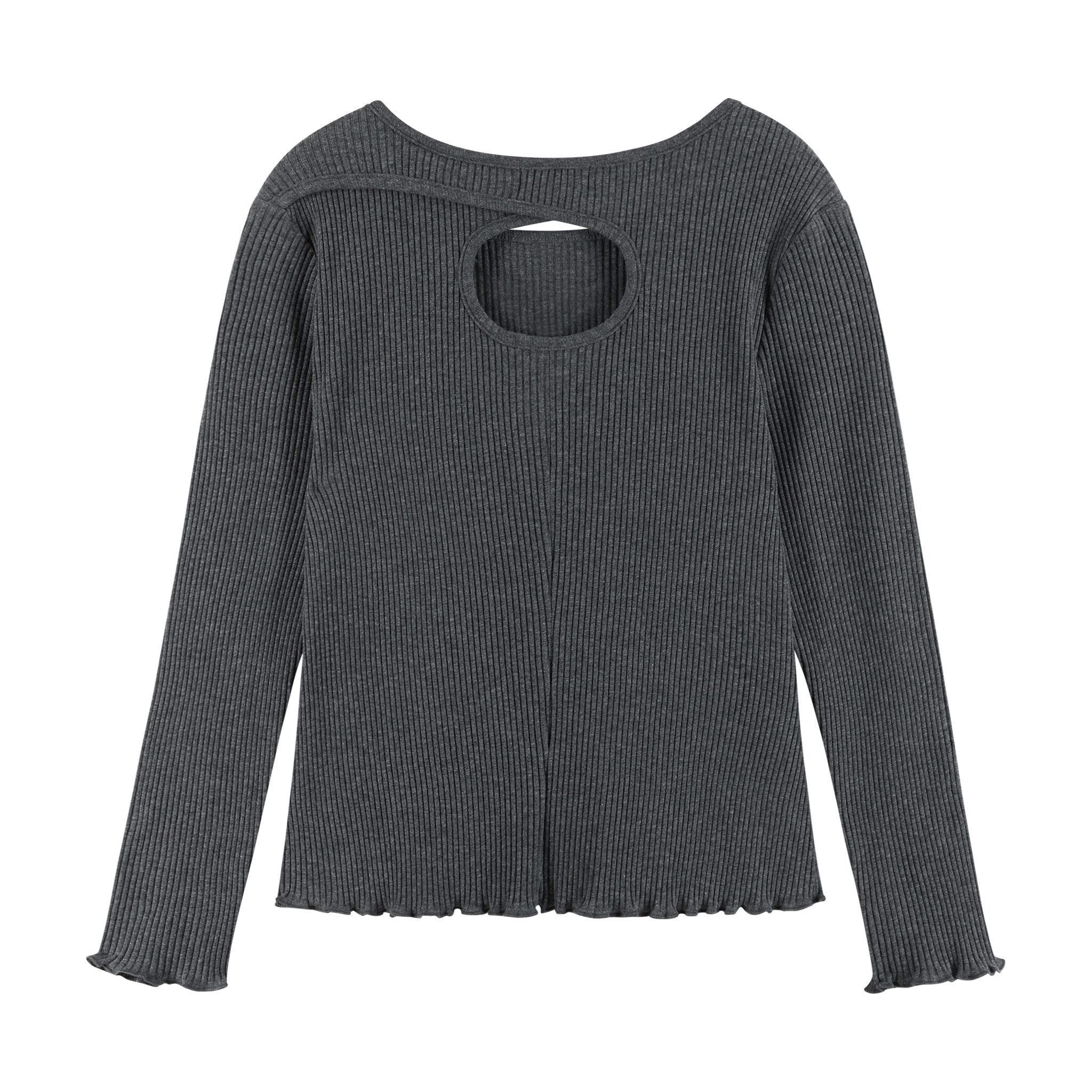 Kids Girls (7-16) Long Sleeve Rib Knit Top | Grey