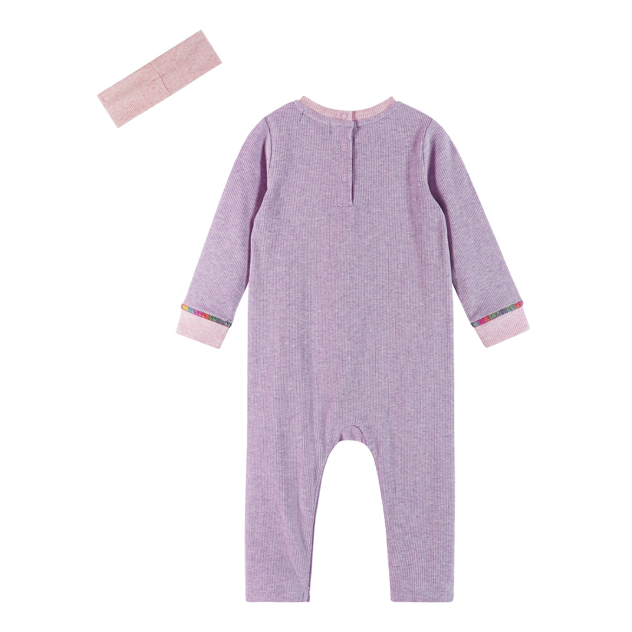 Infant Lavendar Long Sleeve Romper Set | Smiley Graphic