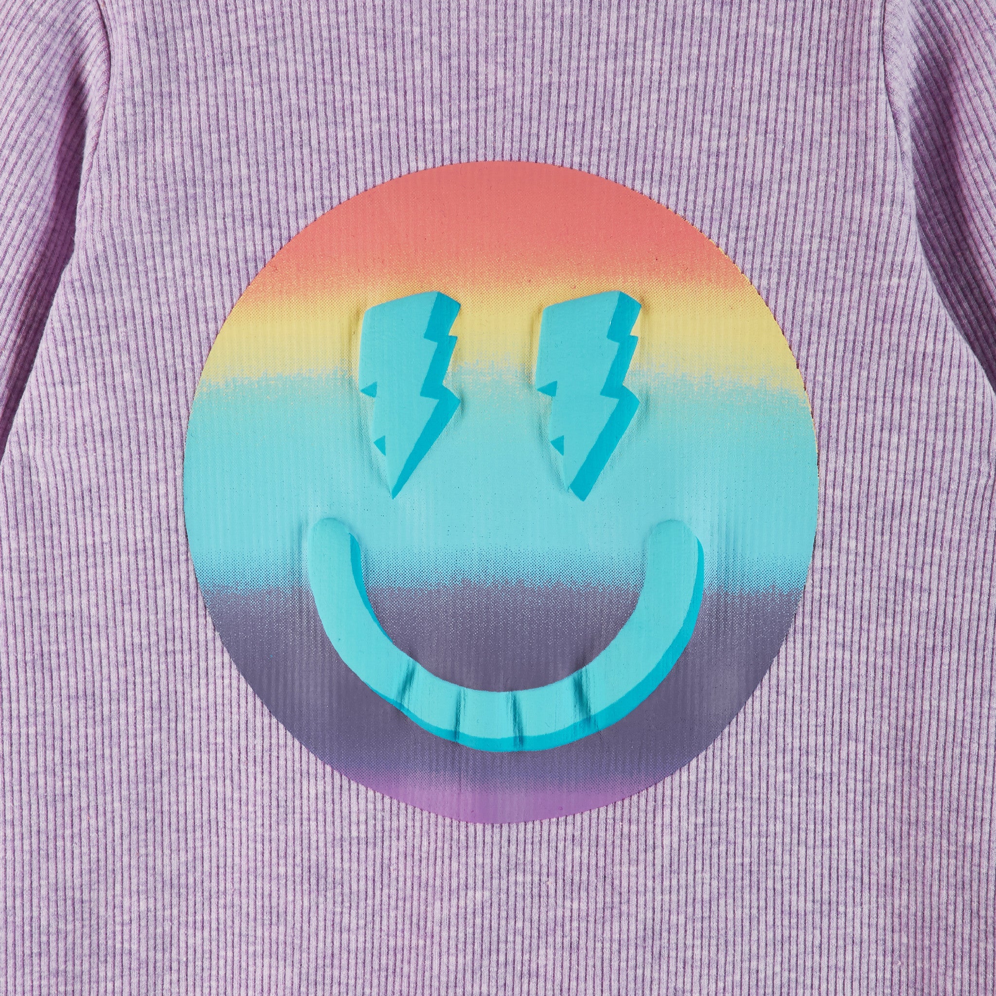 Infant Lavendar Long Sleeve Romper Set | Smiley Graphic