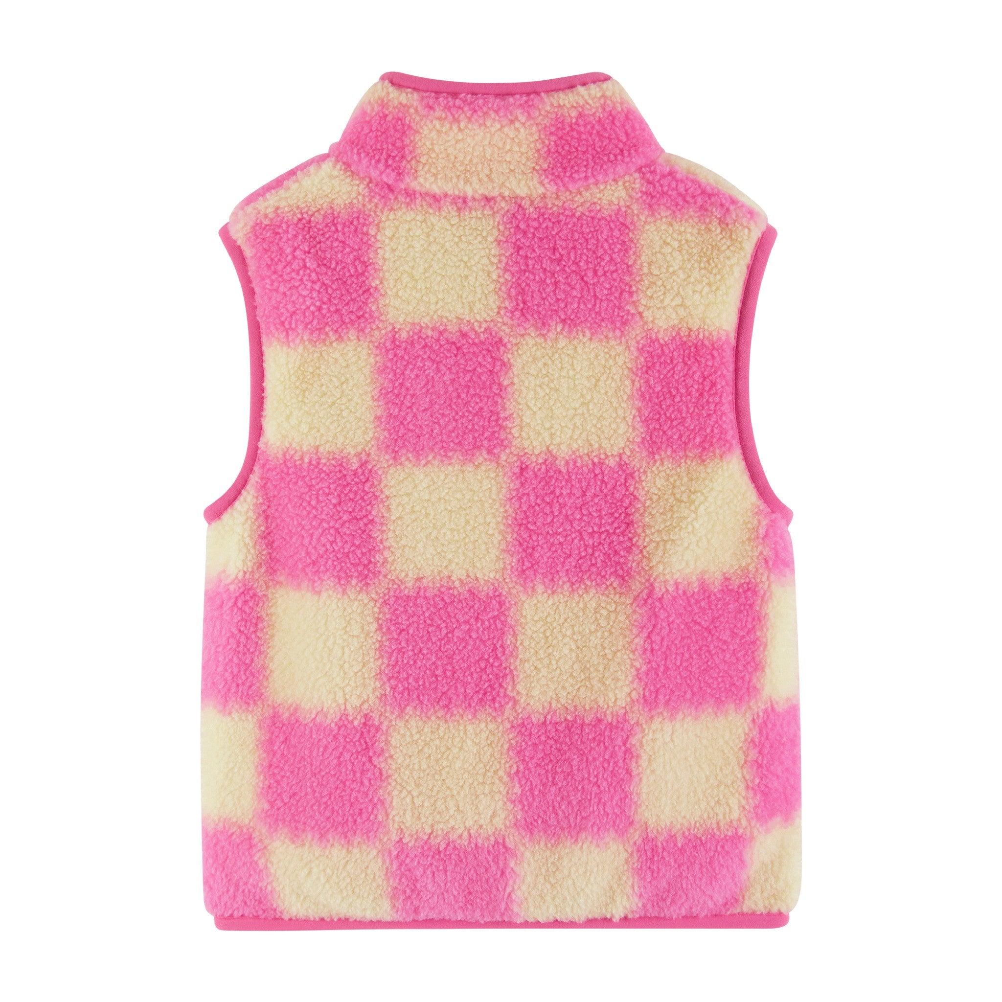 Kids Checkered Faux Fleece Vest | Pink