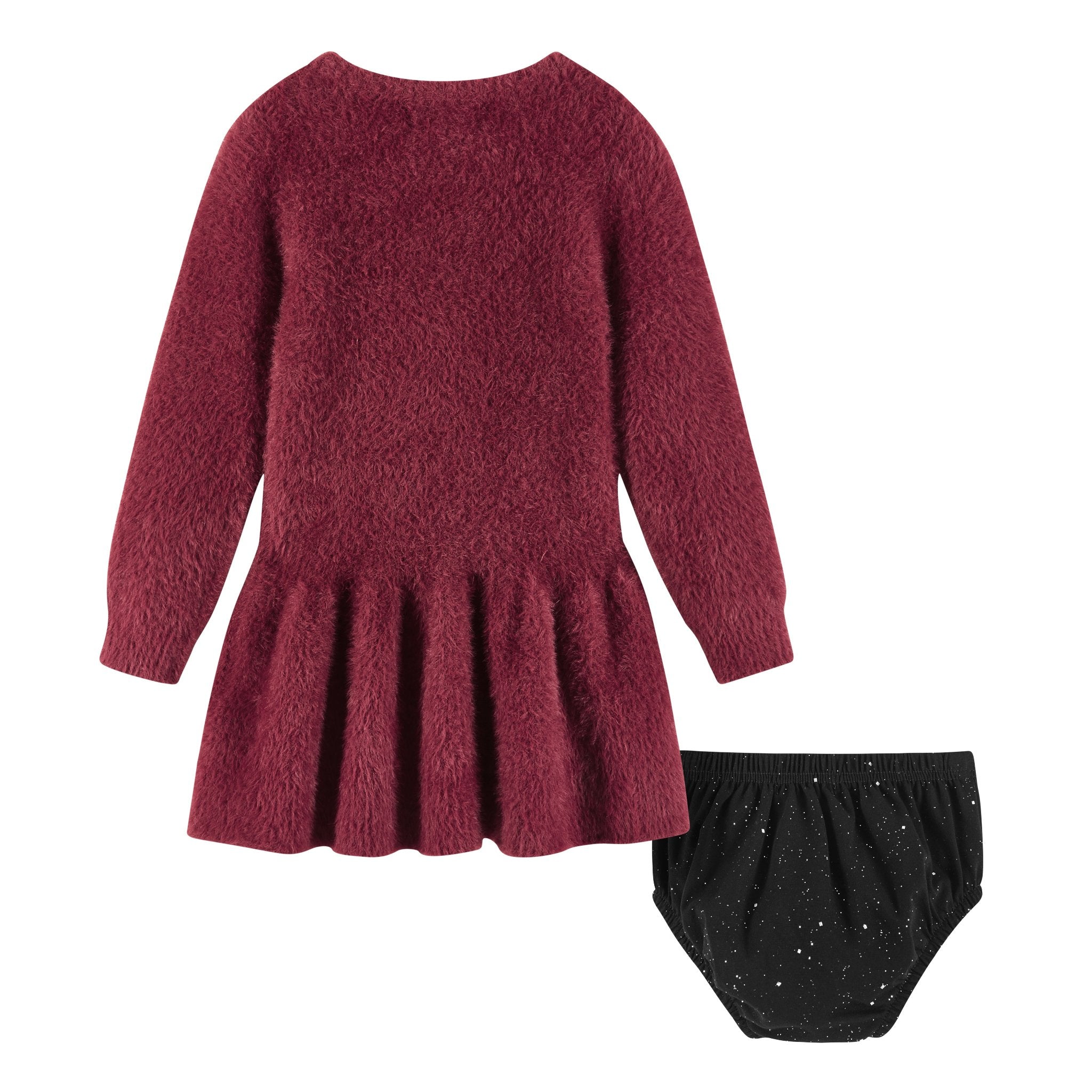 Infant 2-piece Eyelash Sweater Dress & Bloomer Set | Red Bow