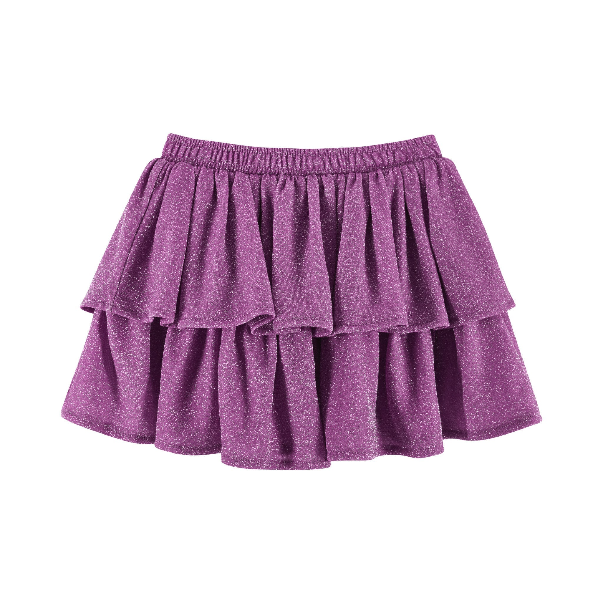 Kids Bows Graphic Top & Glitter Skirt Set | Grey & Purple