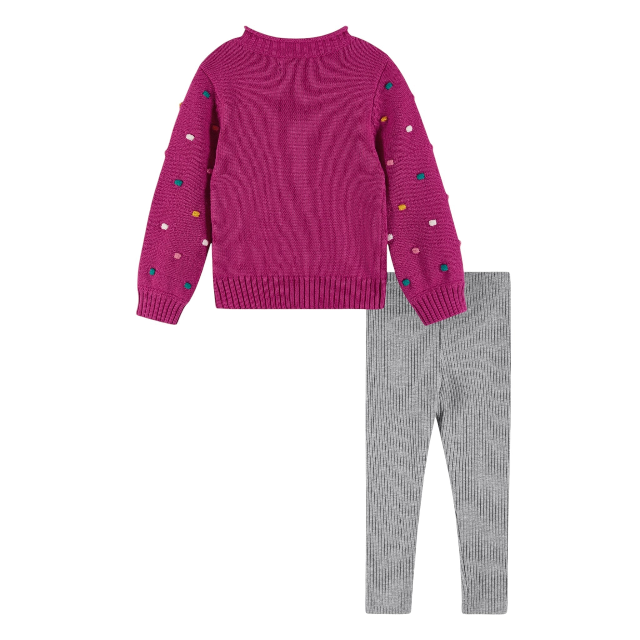 Infant (3-24m) Two-piece 3-d Bobbles Sweater & Ribbed Legging Set | Fuchsia