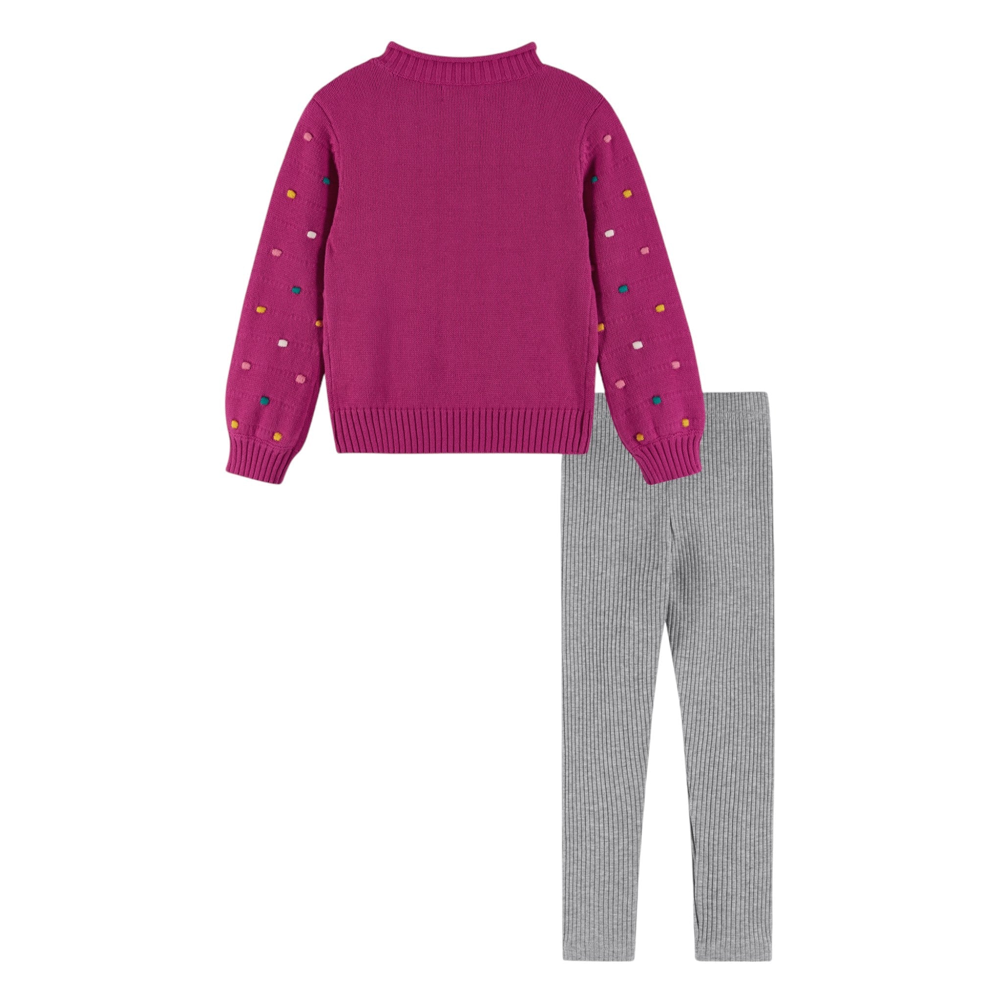 Kids 3-d Bobble Sweater & Ribbed Legging Set | Fuchsia