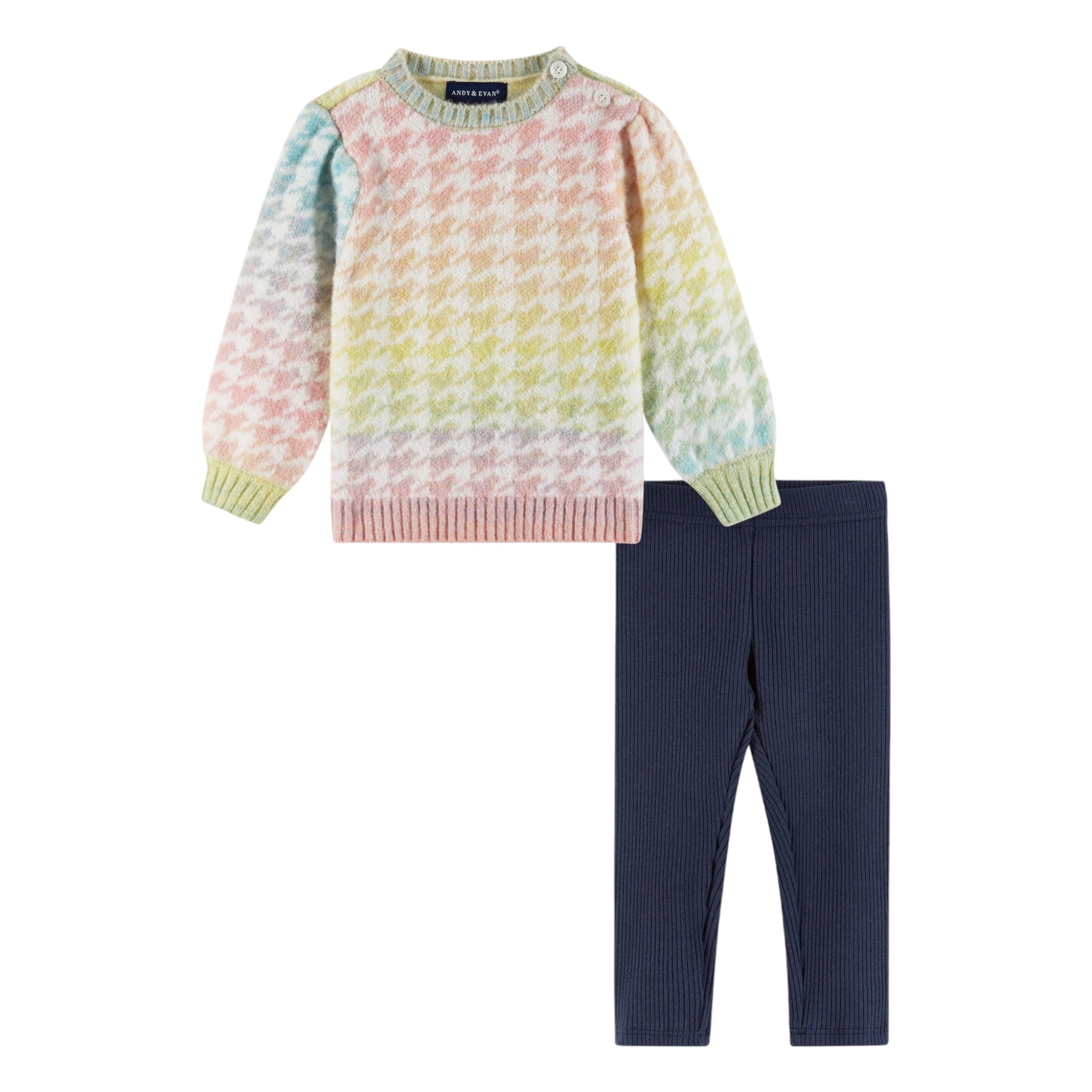 Infant (6-24m) Sweater & Legging Set | Ombre Rainbow Houndstooth