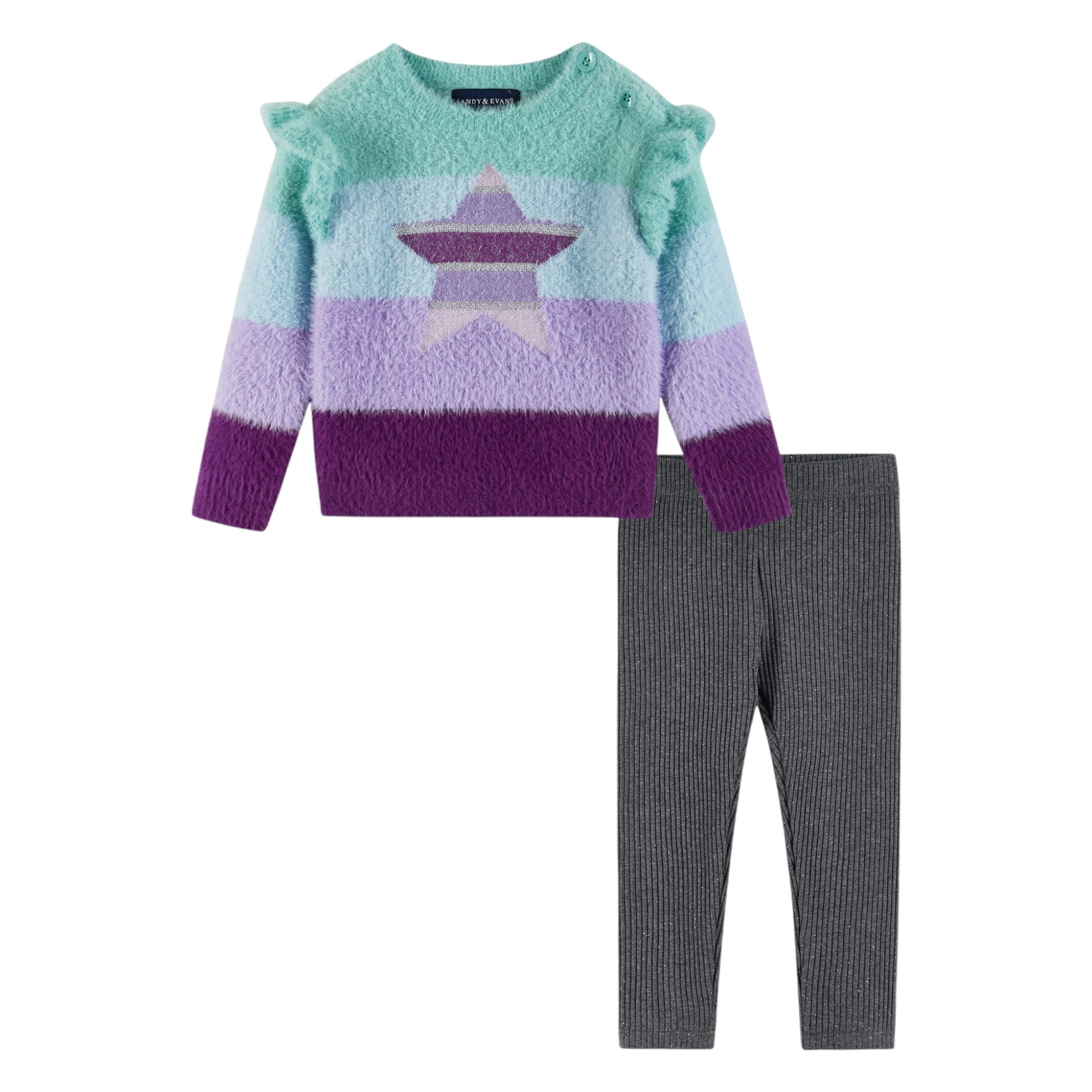 Infant (6-24m) Full Eyelash Sweater & Legging Set | Multicolor Lurex Star