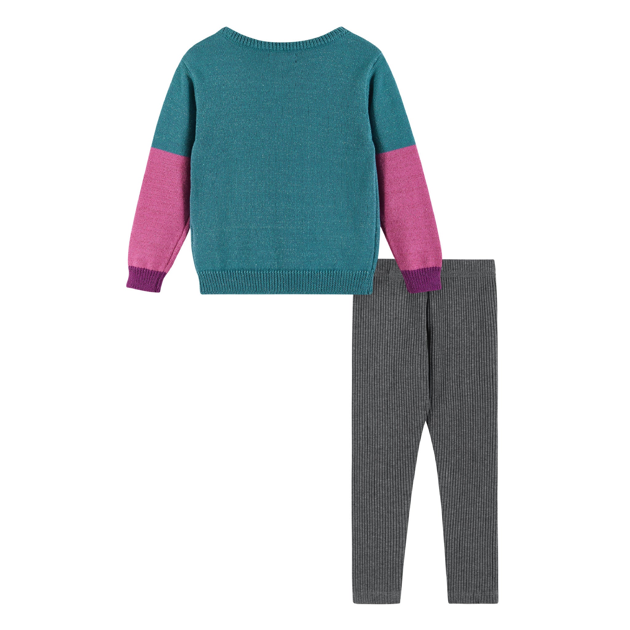 Kids Lurex Sweater & Legging Set | Ombre Smiley Graphic