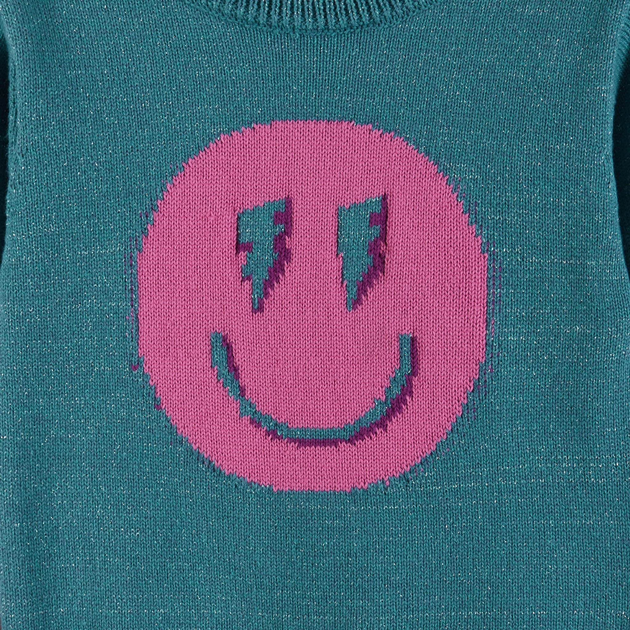 Kids Lurex Sweater & Legging Set | Ombre Smiley Graphic