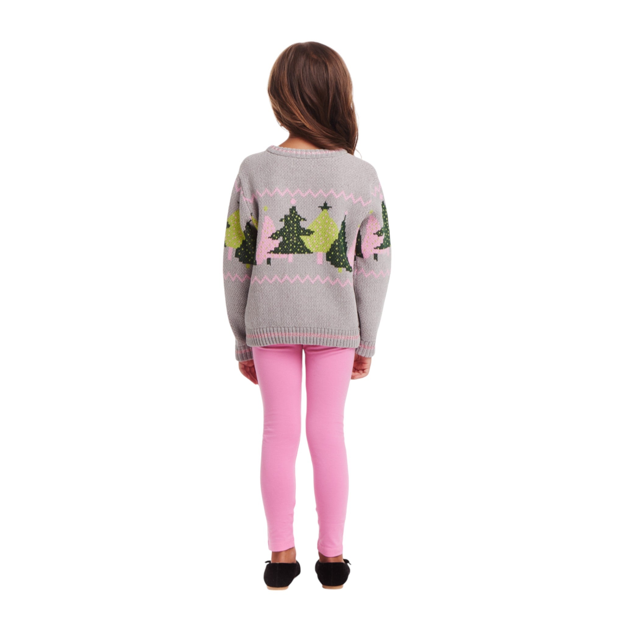 Kids Grey Chenille Sweater & Legging Set | Festive Trees