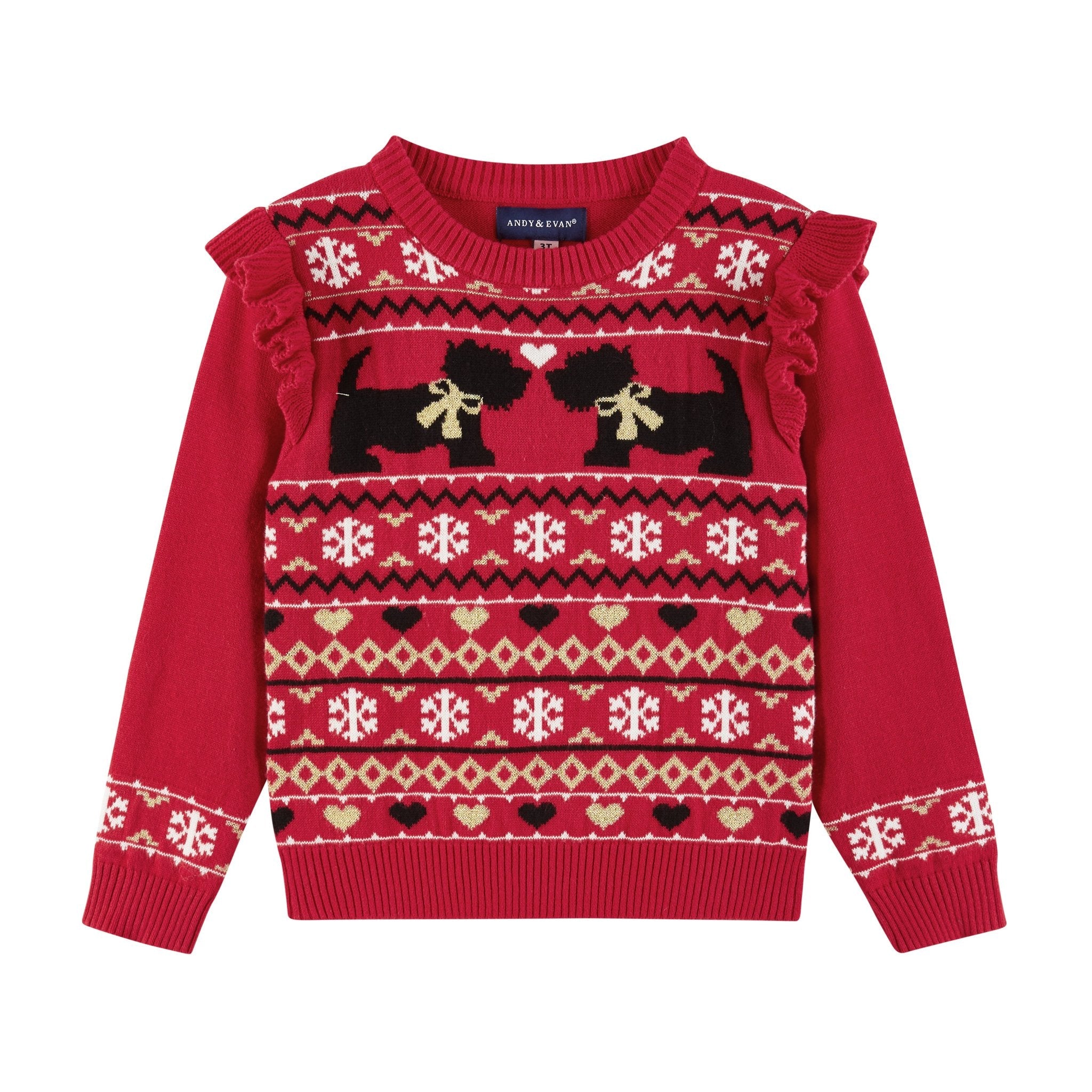 Kids Holiday Sweater And Legging Set | Hearts & Puppies