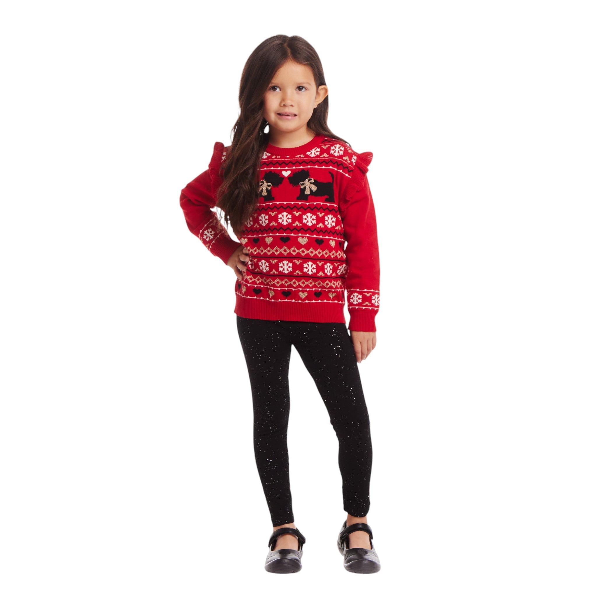 Kids Holiday Sweater And Legging Set | Hearts & Puppies