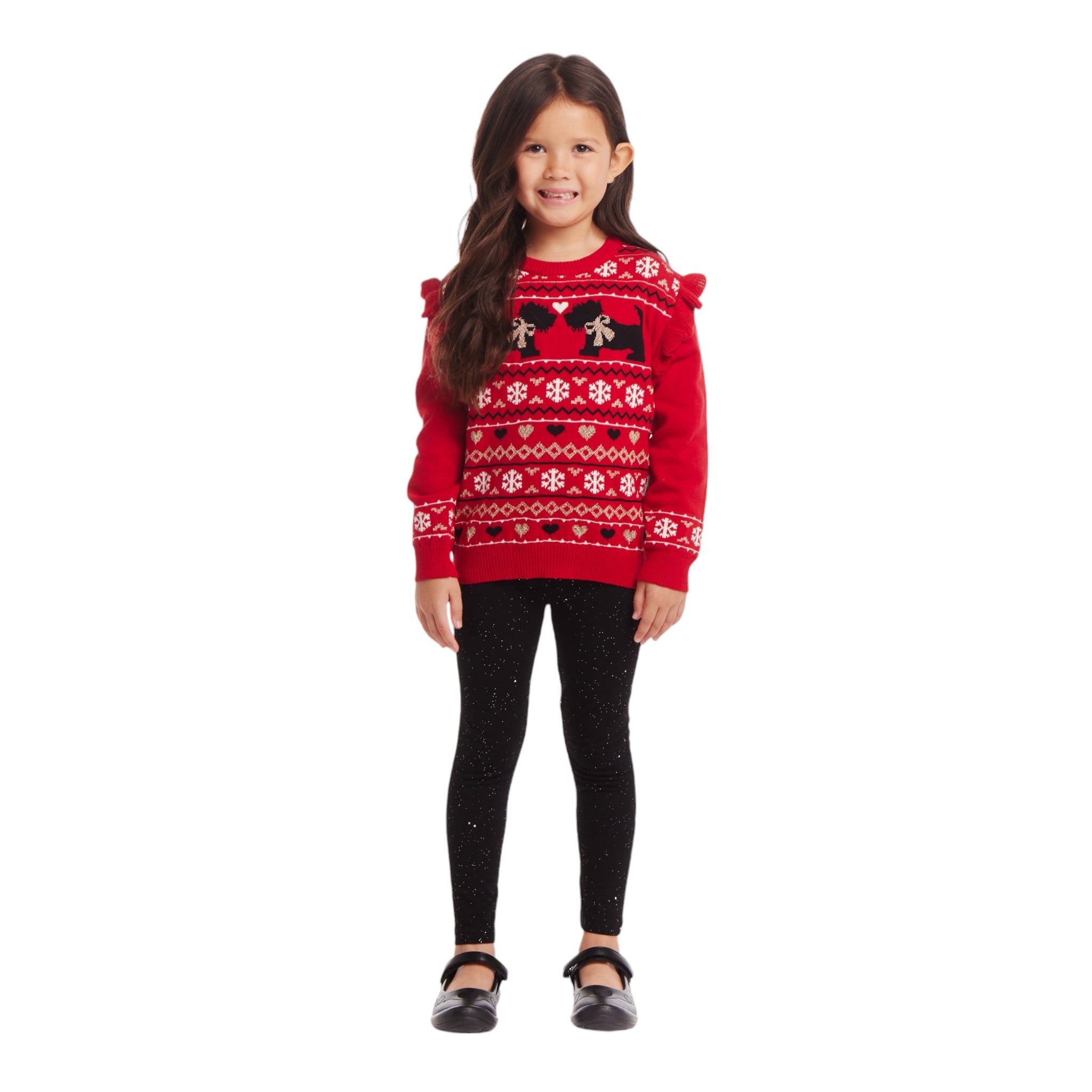 Kids Holiday Sweater And Legging Set | Hearts & Puppies