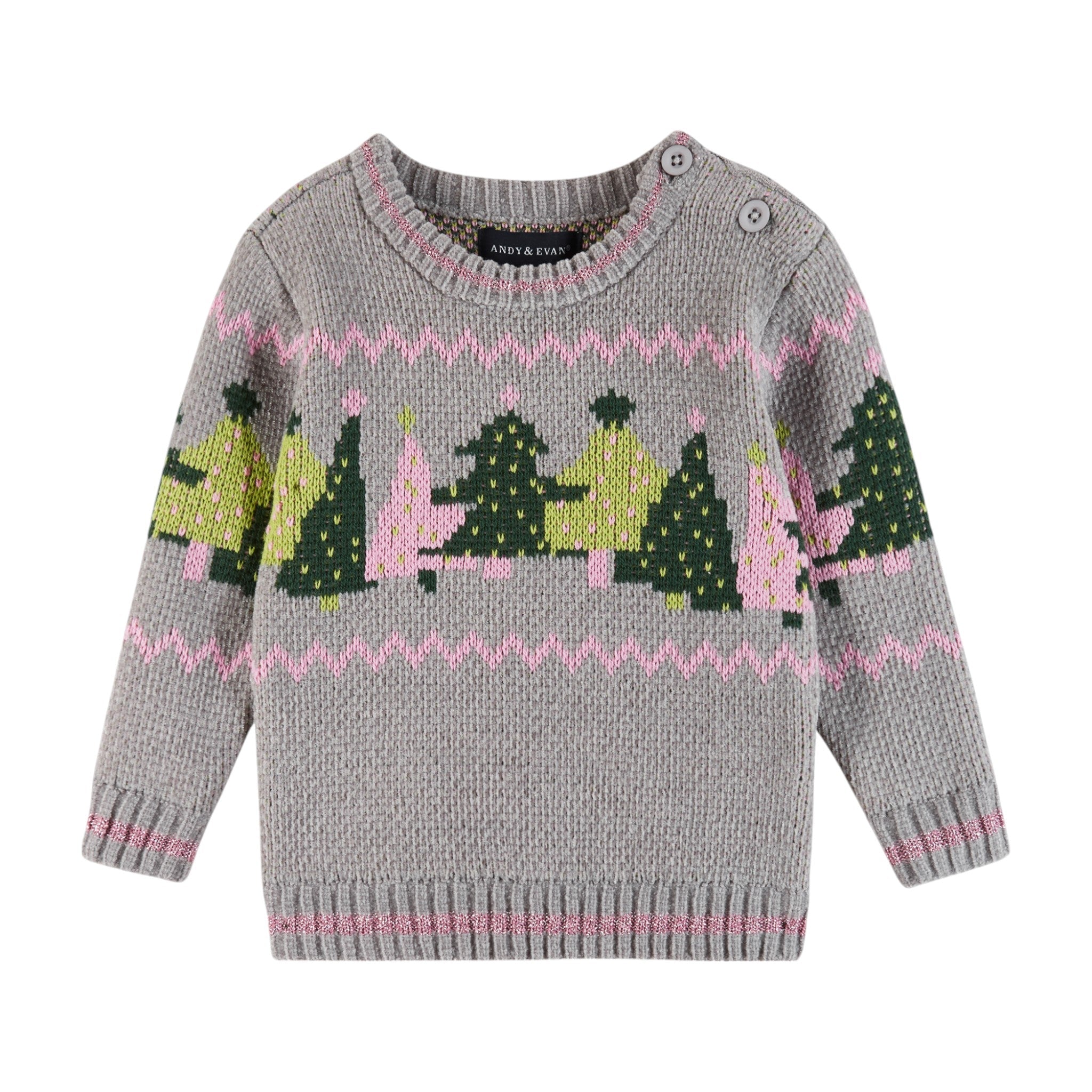 Infant (0-24m) Chenille Sweater & Knit Pant Set | Festive Trees