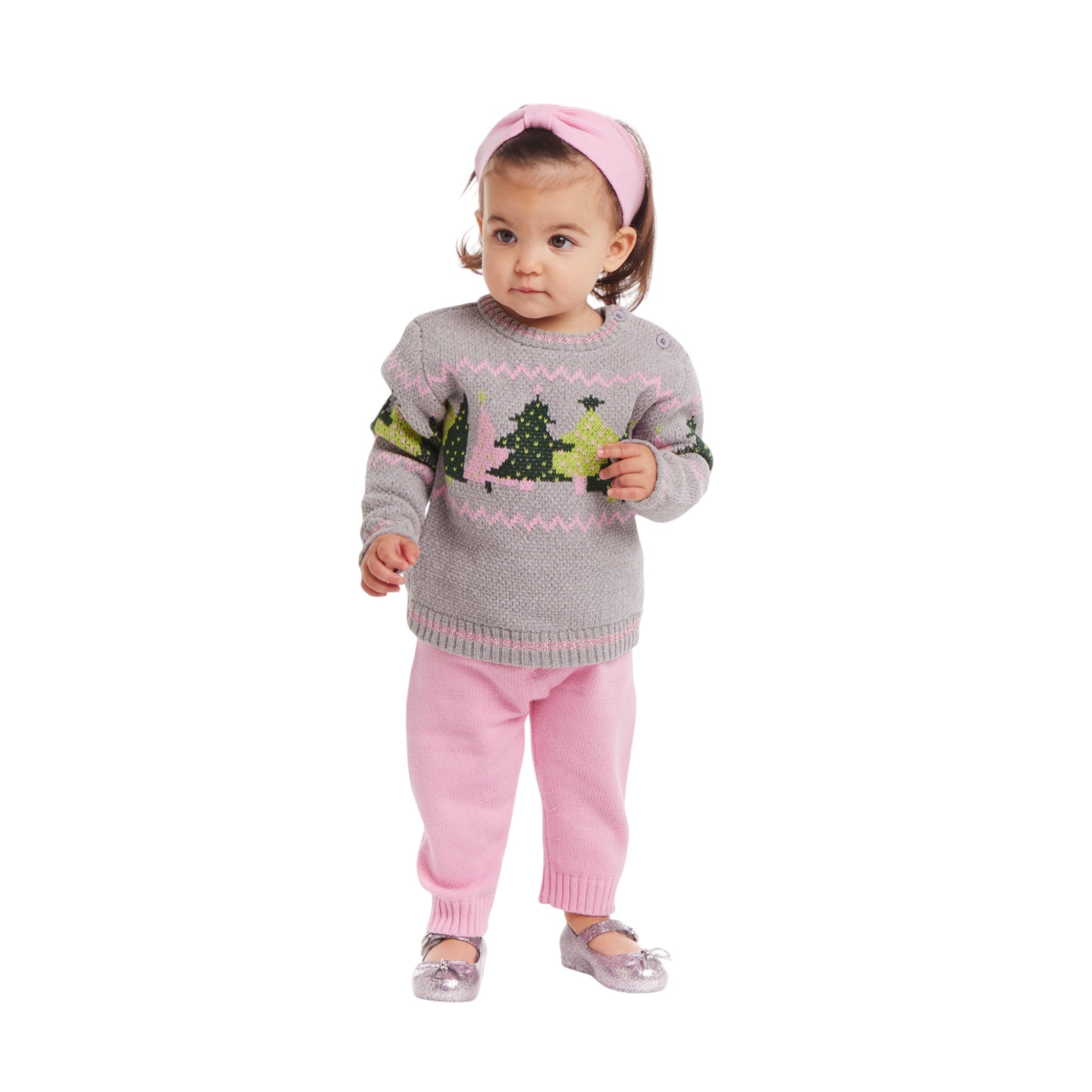 Infant (0-24m) Chenille Sweater & Knit Pant Set | Festive Trees