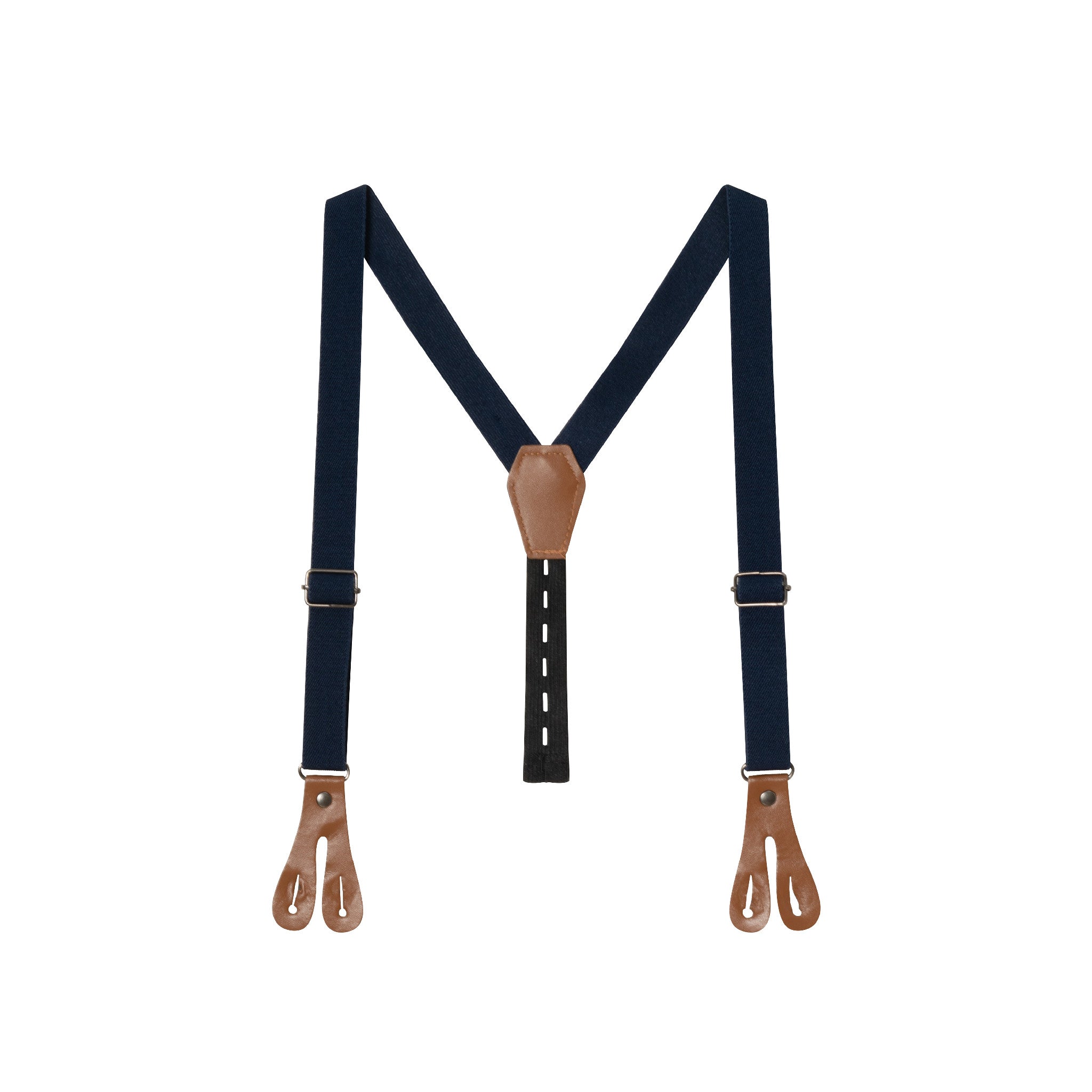 Infant 4-piece Set Buttondown Suspenders & Pant Set | Navy Gingham