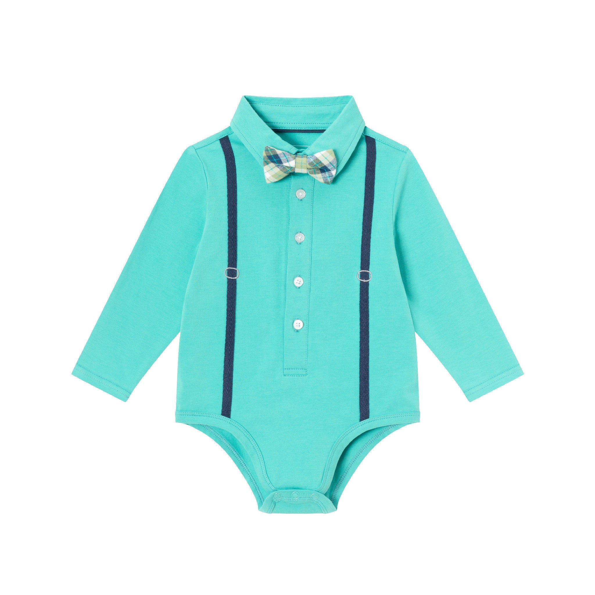 Infant Suspender Shirtzie® & Pique Pant Set | Teal