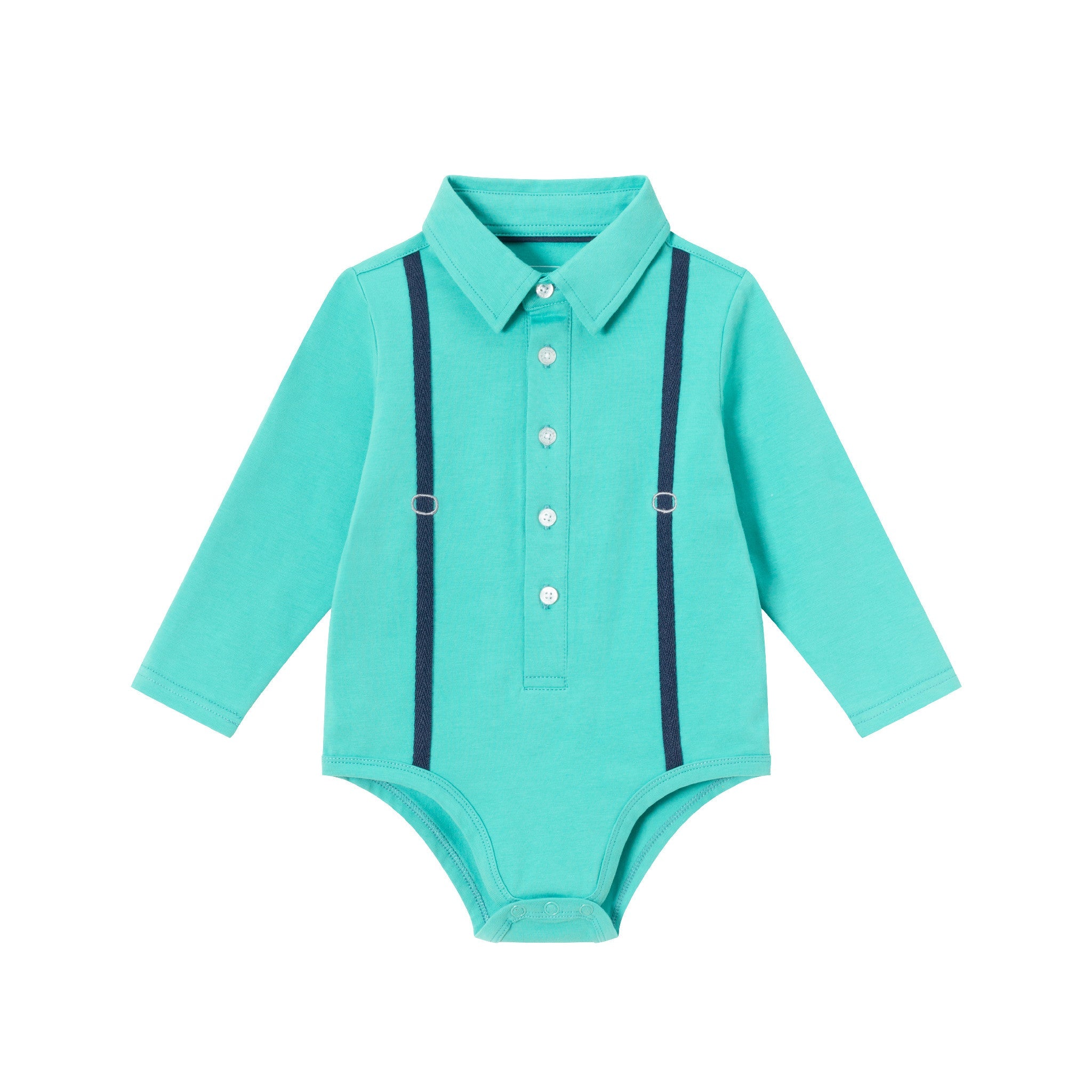 Infant Suspender Shirtzie® & Pique Pant Set | Teal