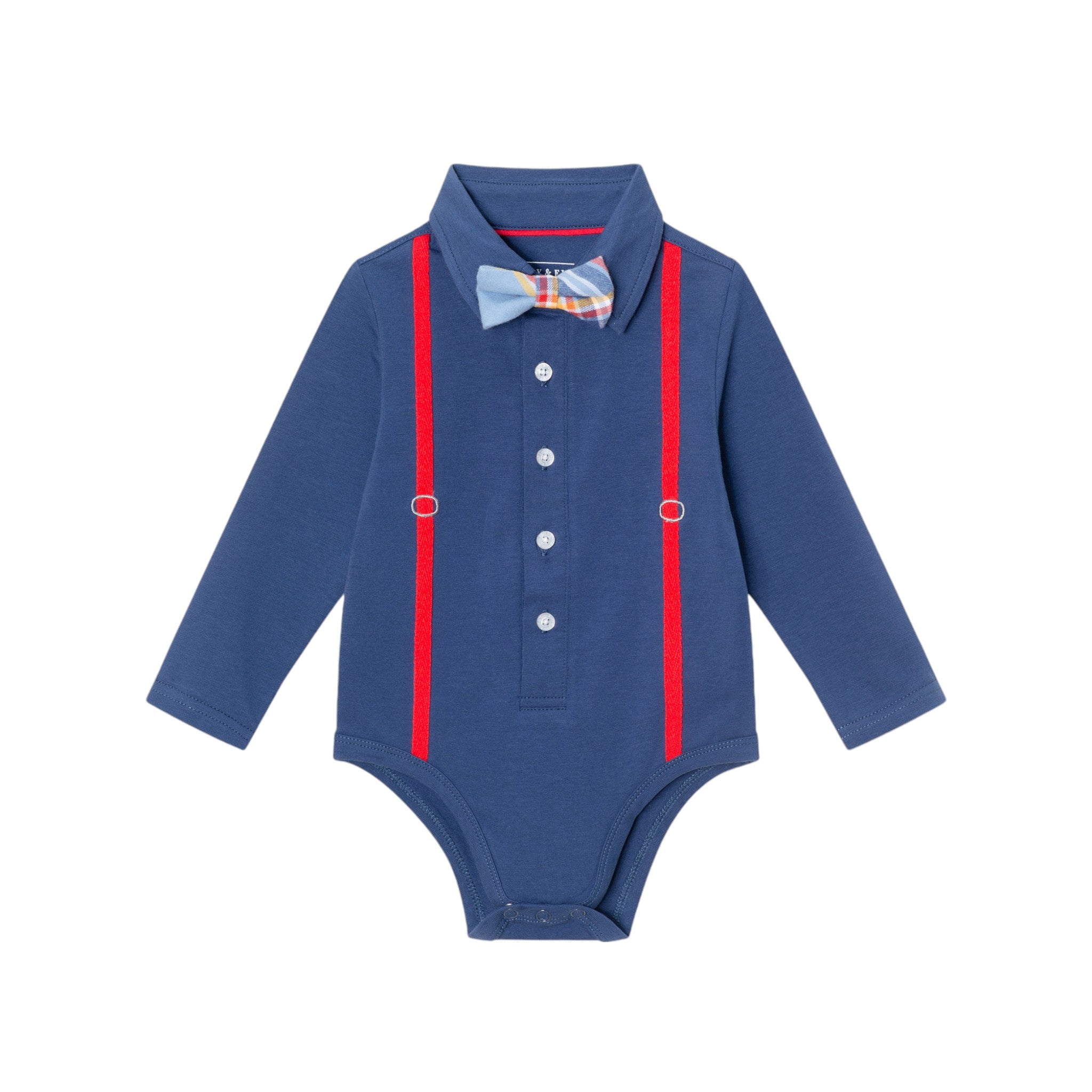 Infant 2-piece Suspender Shirtzie® & Faux Denim Terry Pant Set | Navy