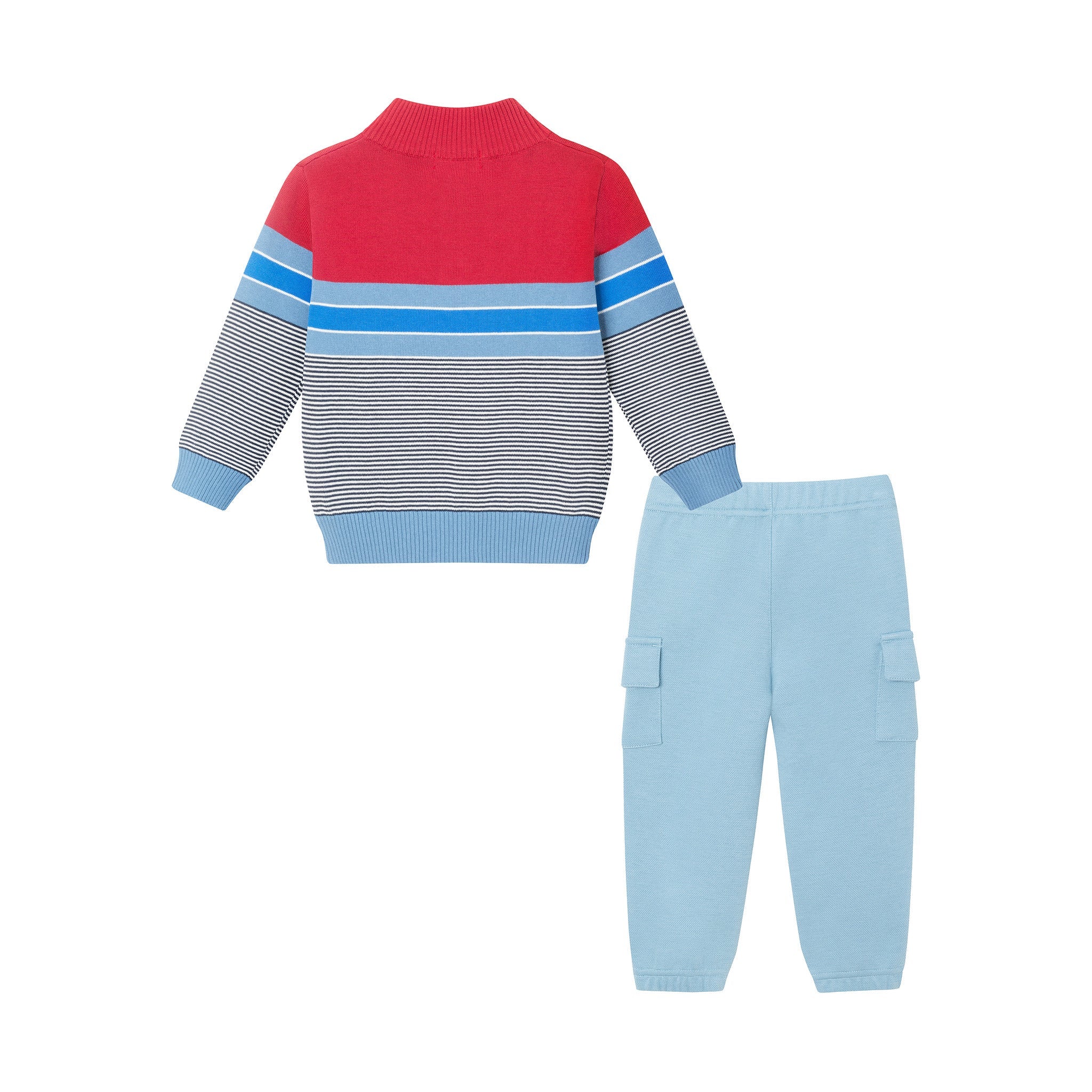 Infant Red/blue Striped Sweater & Jogger Set