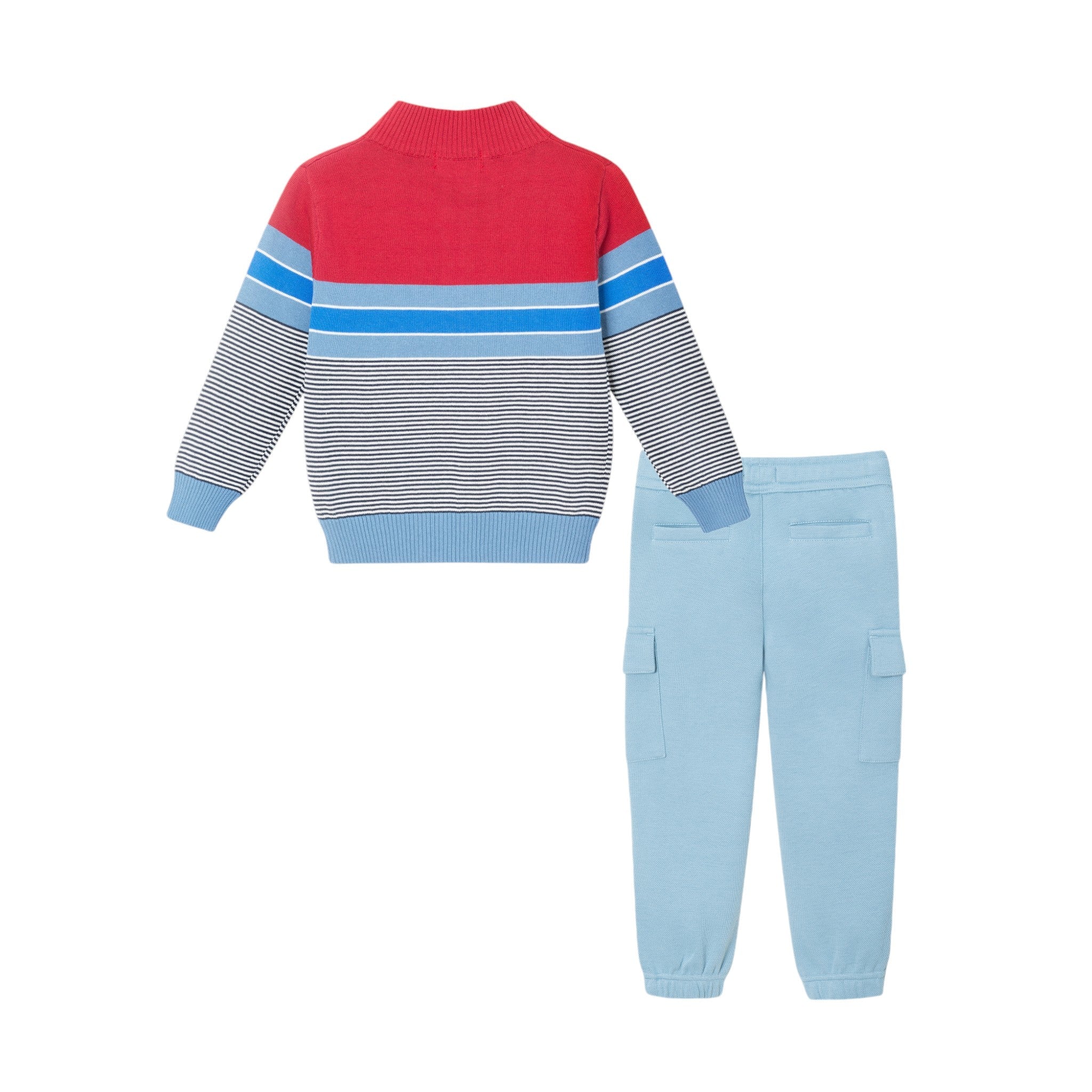 Kids Sweater & Jogger Set | Red Blue Stripes