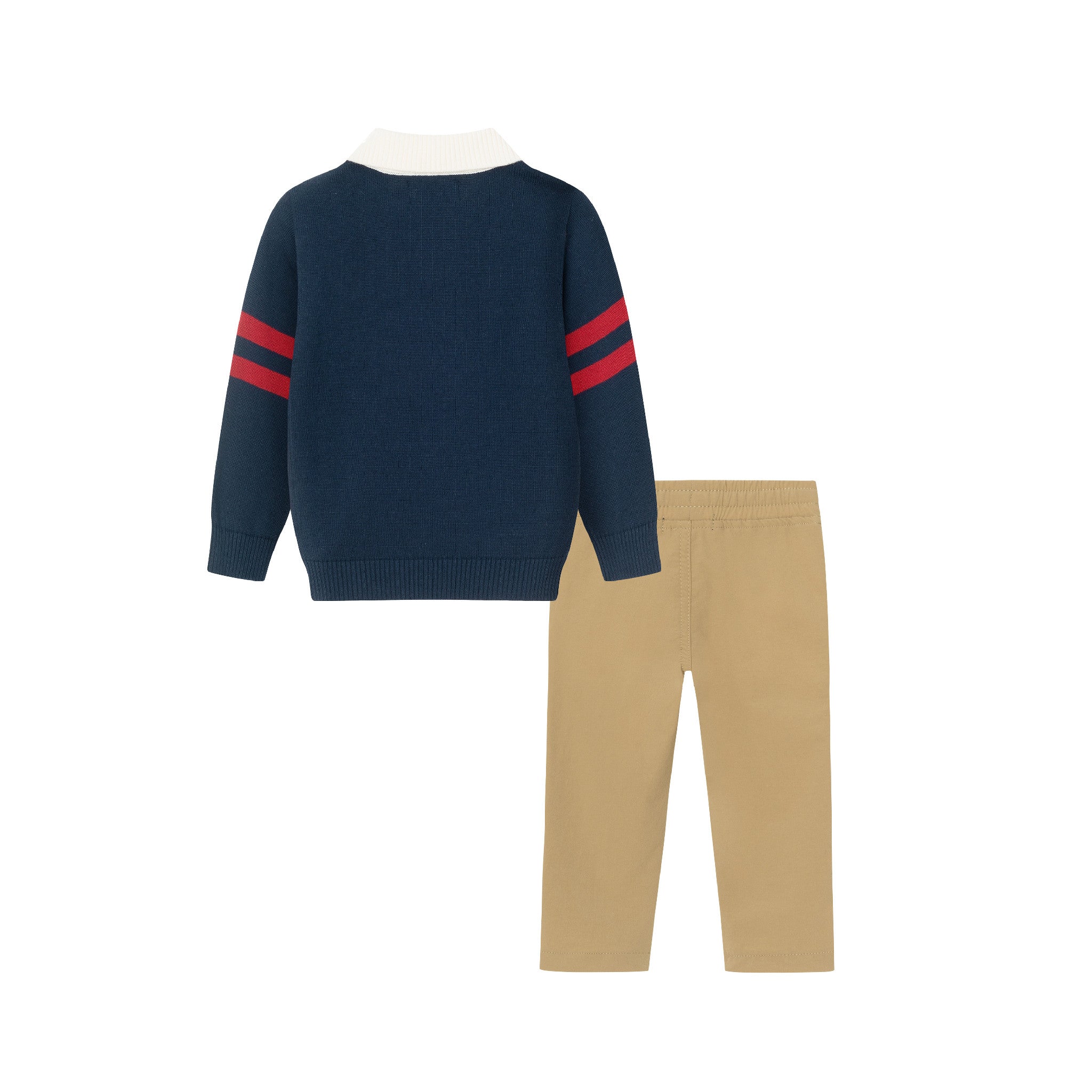 Infant 2-piece Collared Sweater & Hybrid Pant | Navy & Cognac