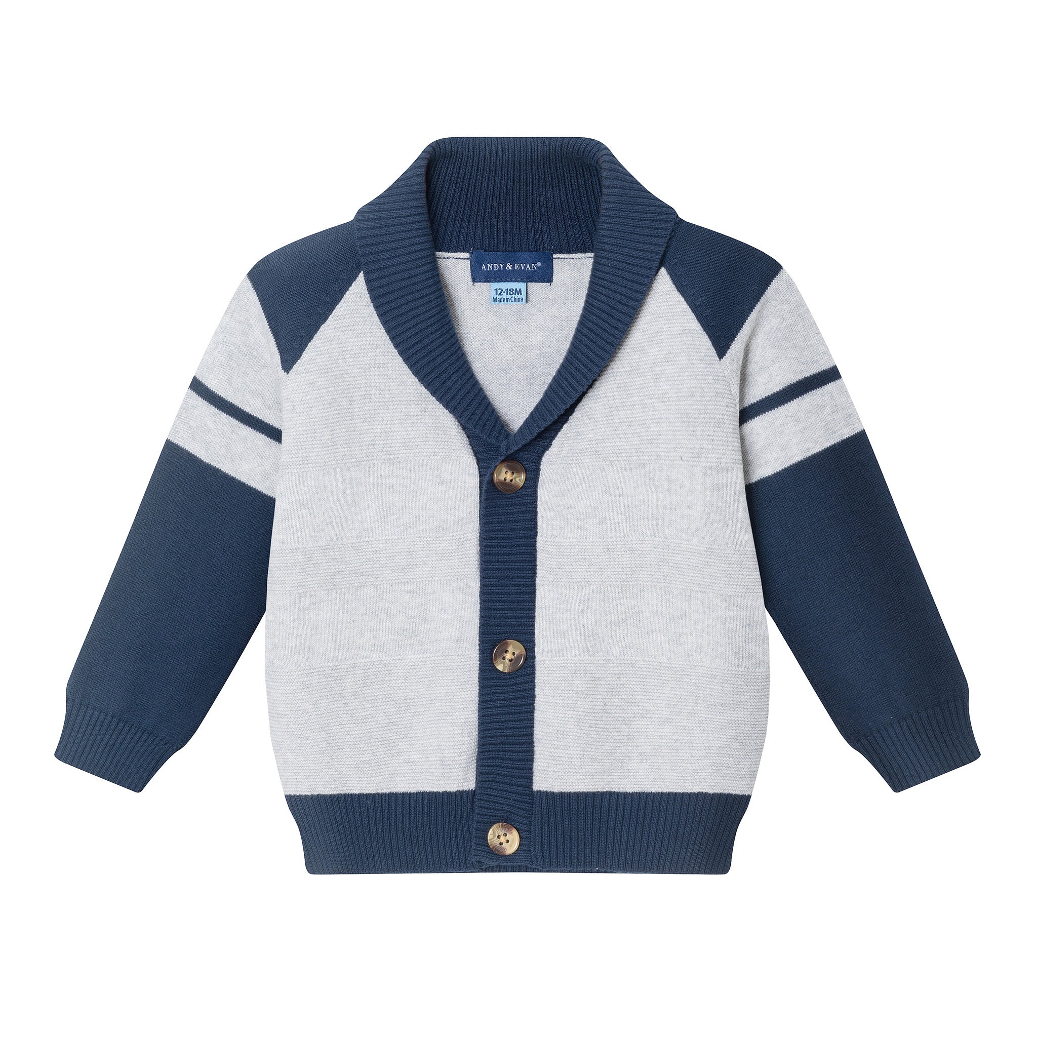 Infant Shawl Cardigan & Pant Set | Navy/heather Grey