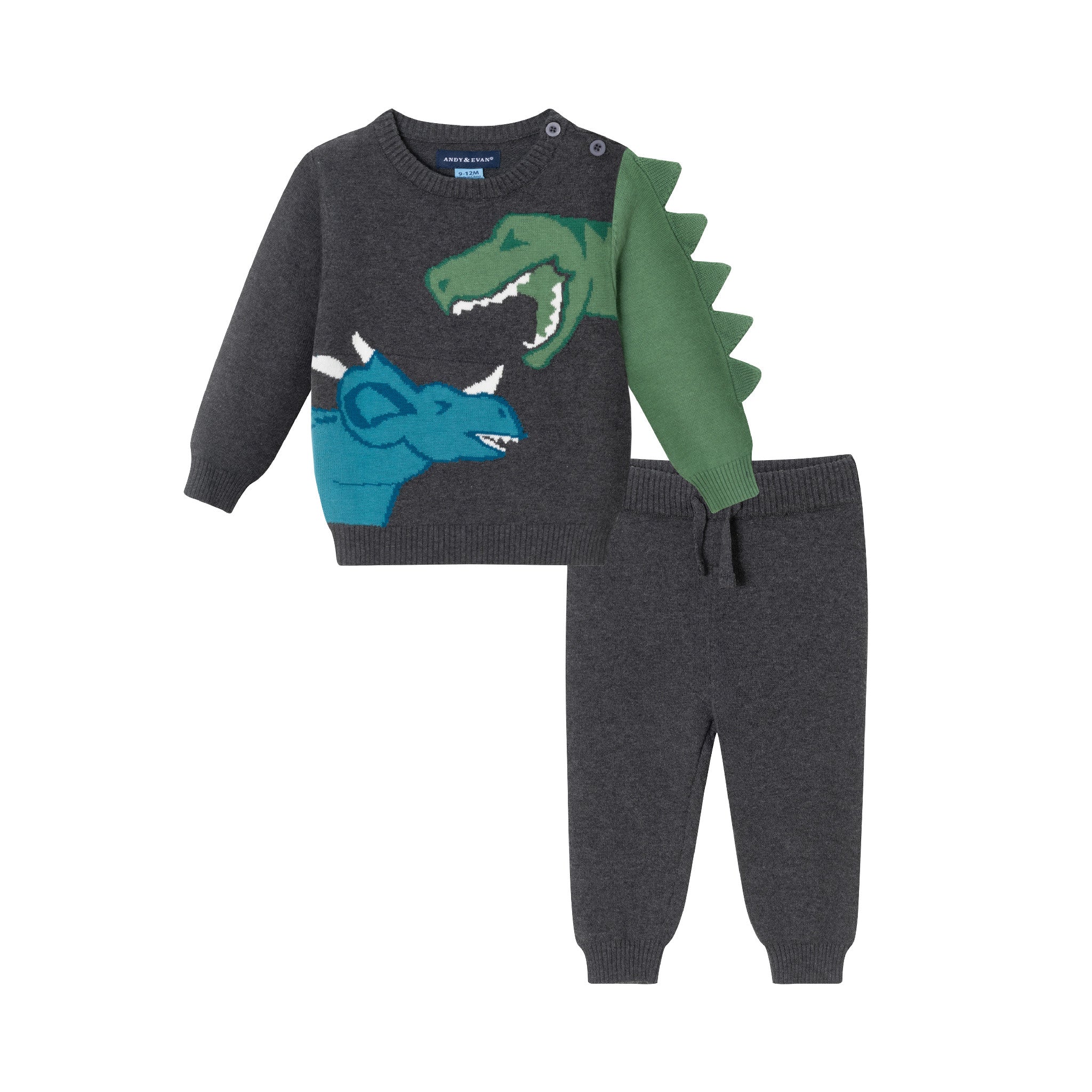 Infant Sweater Set | Charcoal Dino