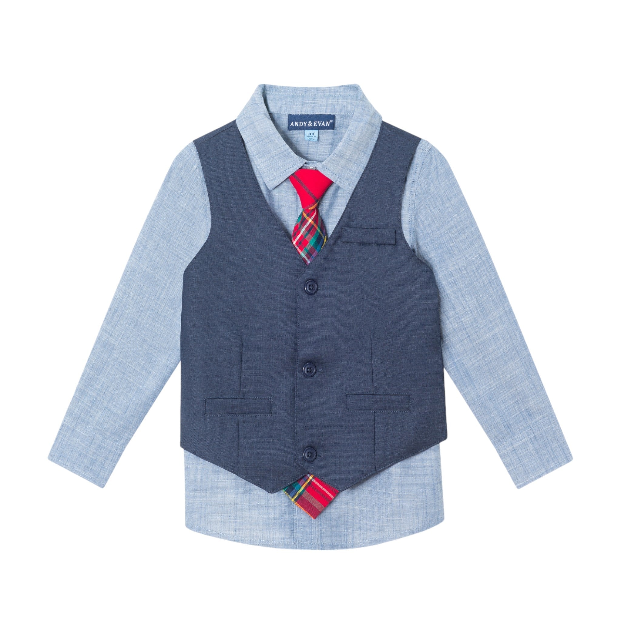 Kids 4-piece Vest & Rust Pant Set | Holiday Hipster