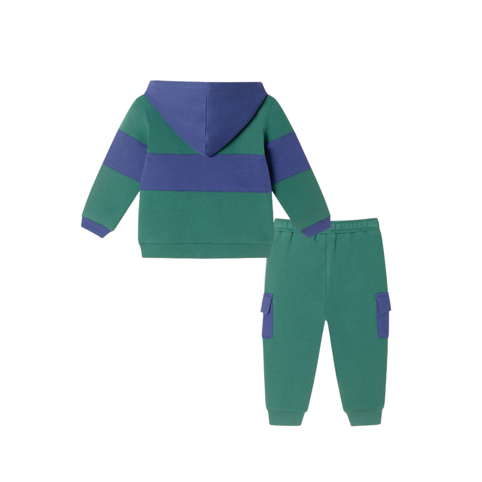 Infant Color Blocked Terry Hoodie & Pant Set | Navy & Green