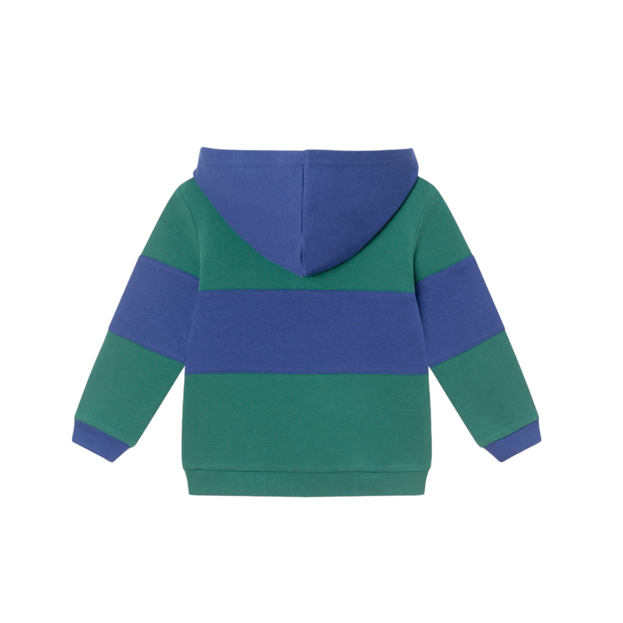 Kids Navy & Green Color Blocked Terry Hoodie & Pant Set