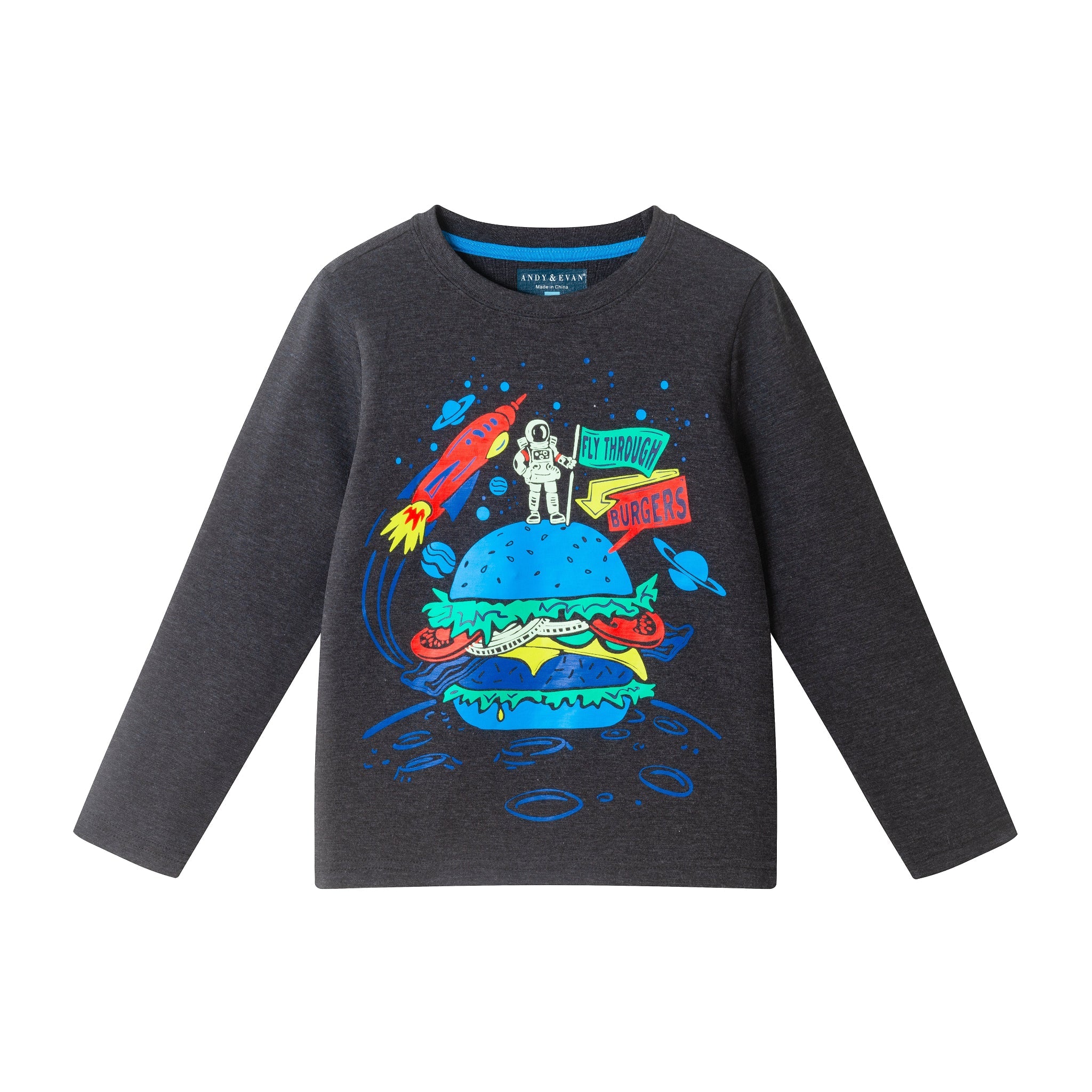 Kids Long Sleeve Graphic Tee | Space Burger